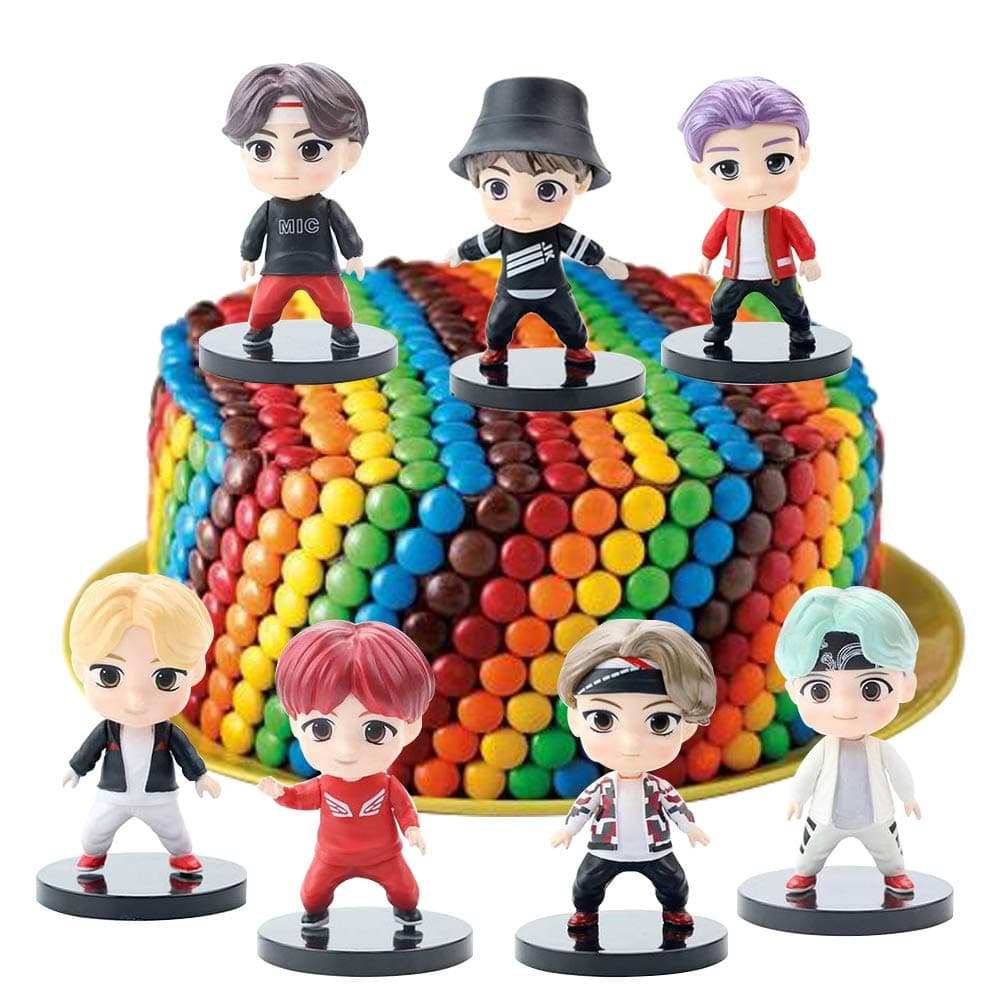 7PCS BTS Cake Topper Figures BTS Action Figures Playsets Cake Toppers and Party Favors for BTS party supplier (BTS Cake Topper Figures C)