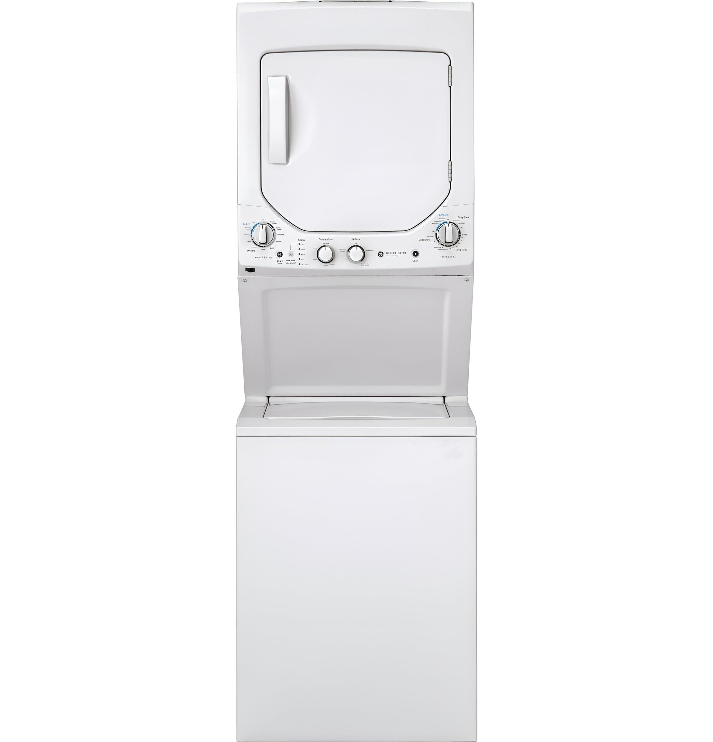 GE Unitized Spacemaker® 3.8 Cu. Ft. Washer and 5.9 Cu. Ft. Electric Dryer Laundry Center, 27-Inch, White – GUD24ESSMWW