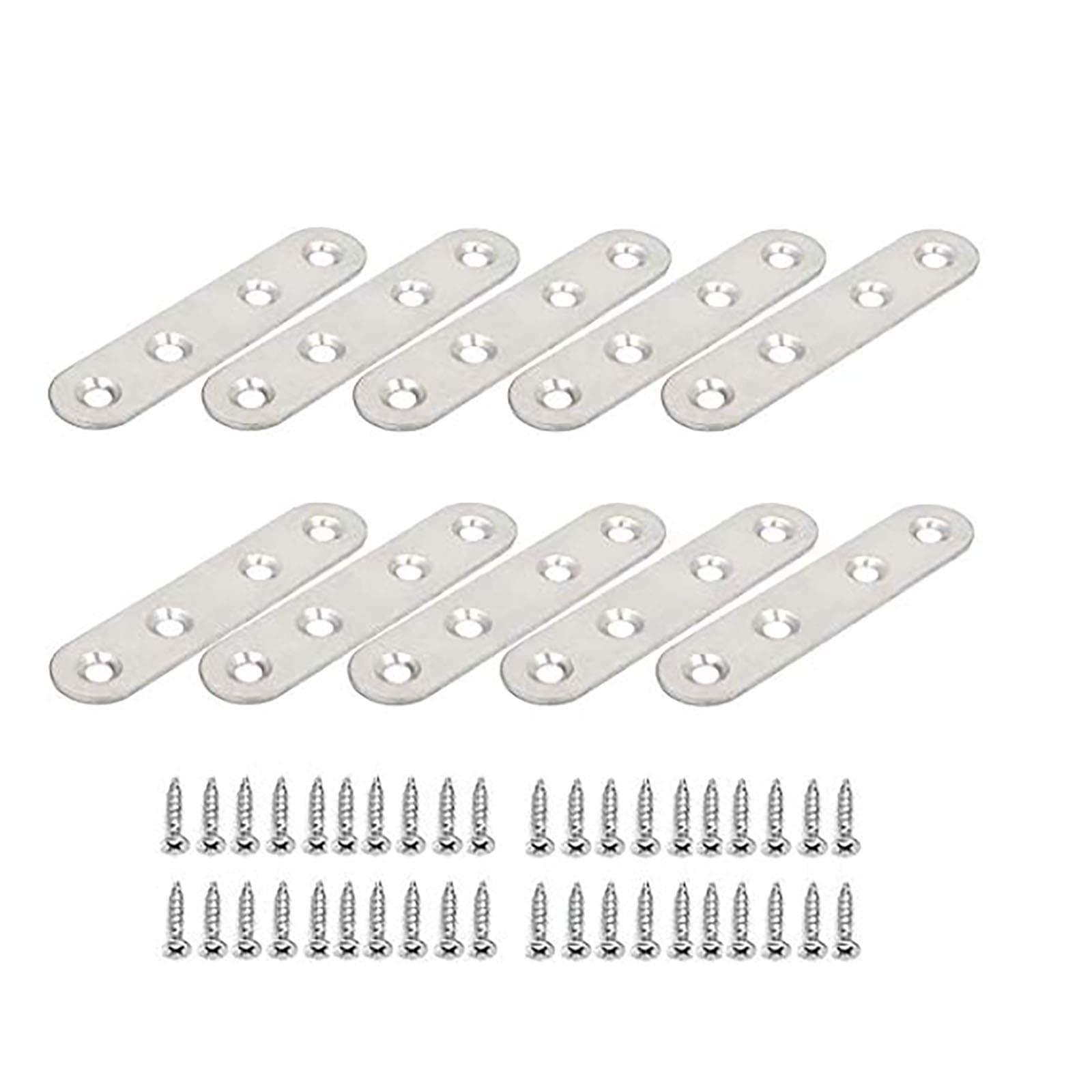 LMYTech Flat Straight Brace Brackets Mending Plates Repair Fixing Bracket 80mm, Stainless Steel Brushed Finish, With Screws,10 Pcs