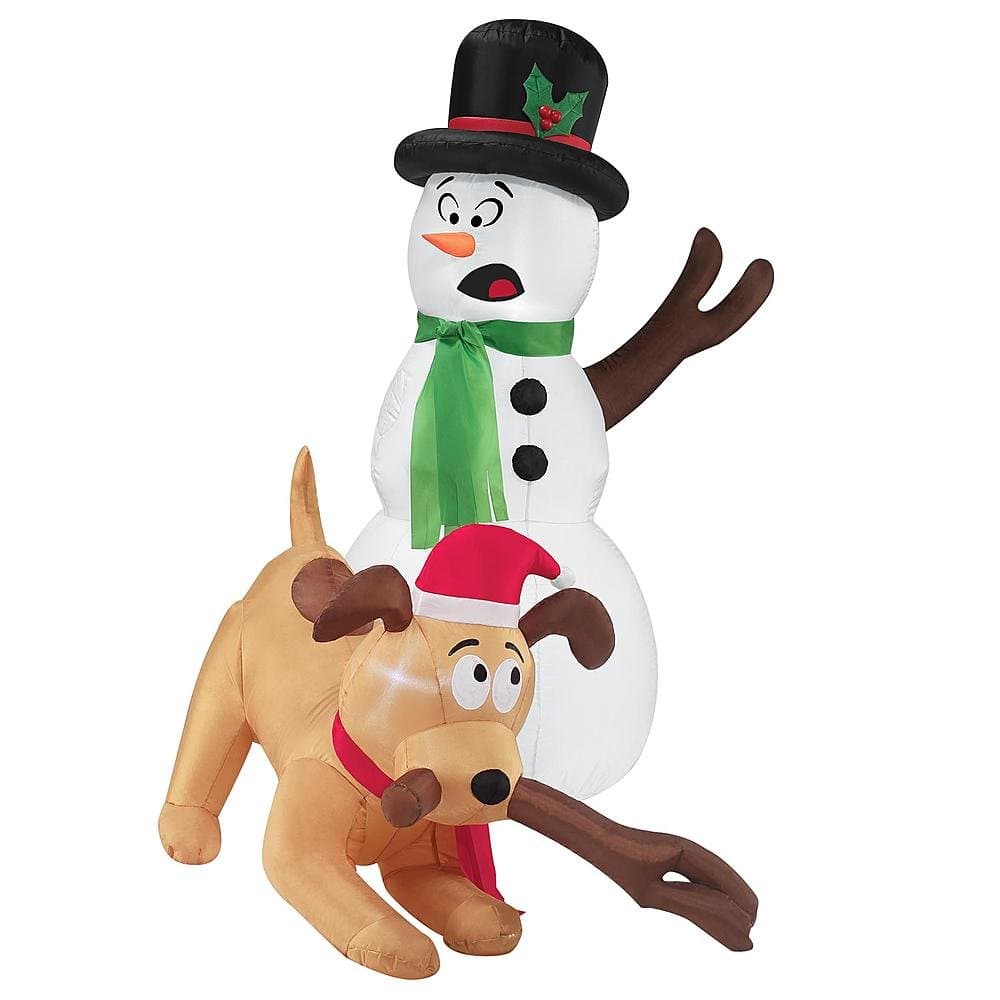 Airblown 4' Dog Stealing Snowman Arm