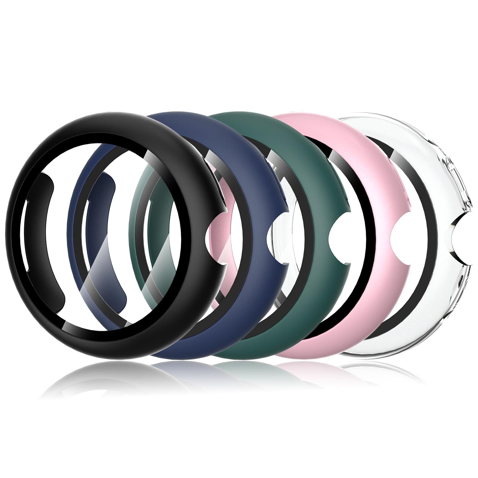 Simpeak 5-Pack Hard PC Case with Screen Protector Compatible with Google Pixel Watch 3 41mm 2024, Anti-Scratch Ultra-Thin Protective Bumper Cover Cases Compatible with Google Pixel Watch 3 41mm