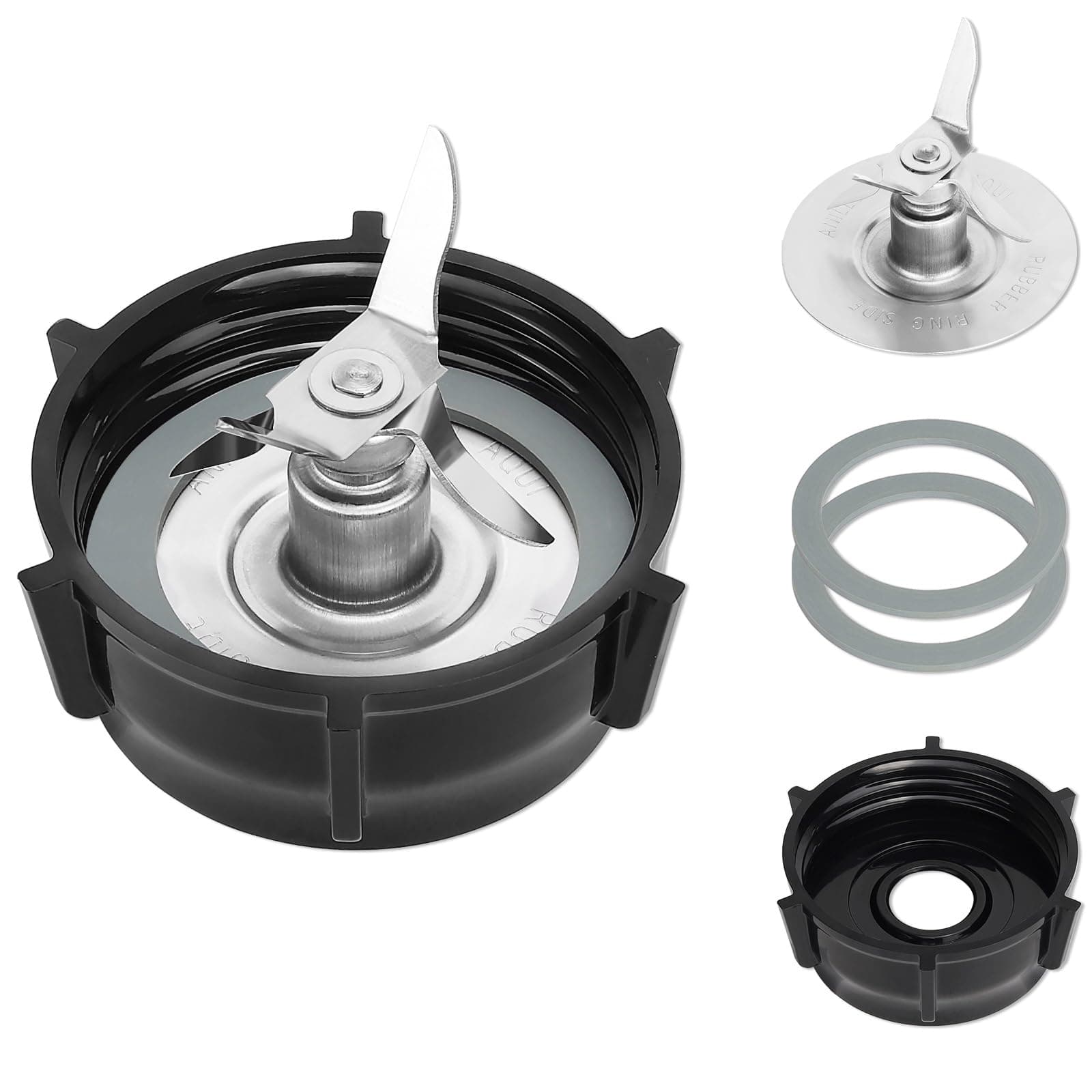Oster Blender Replacement Parts Ice Blade and ABS Plastic Base with 2 Rubber O Ring Gaskets - Compatible Osterizer Blender Accessories - Durable Stainless Steel Blades for Smooth Blending