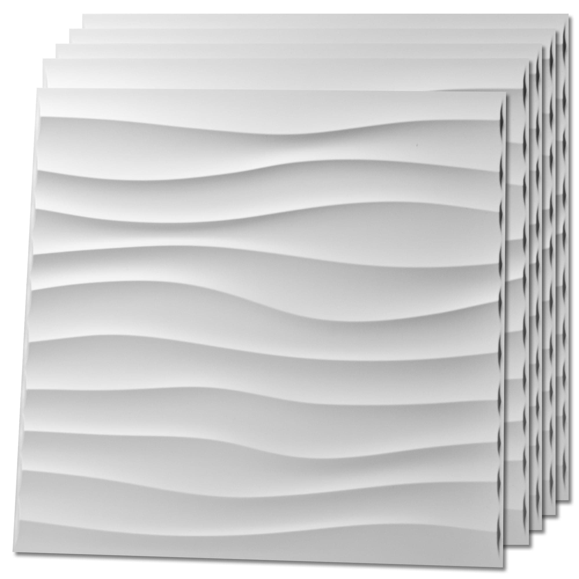 12 Pack 3D Wave Design Wall panels 19.7"x19.7" PVC Panel for Interior Wall Decor Living Room, Office, TV Background, White