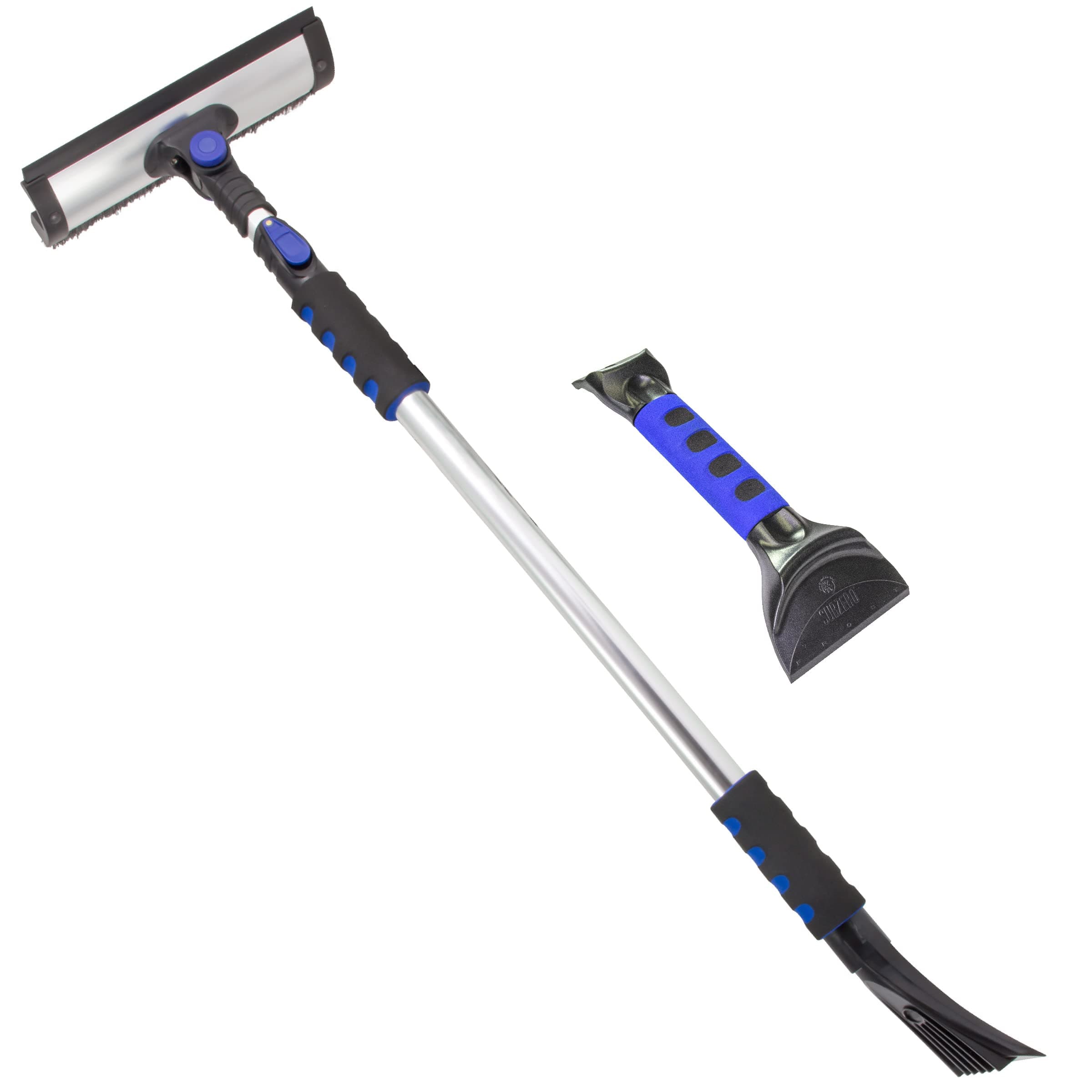 SubZero 80021 60” Quick Lock Snow Broom for Car and 11” Ice Scraper Bundle