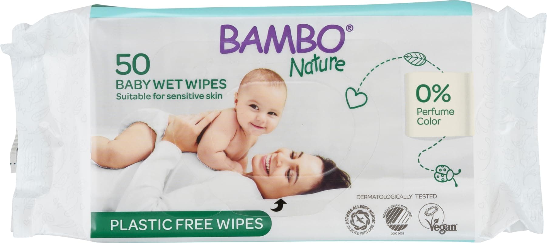 Bambo Nature Eco-Friendly 100% Biodegradeble Baby Wipes Pack of 50 wipes