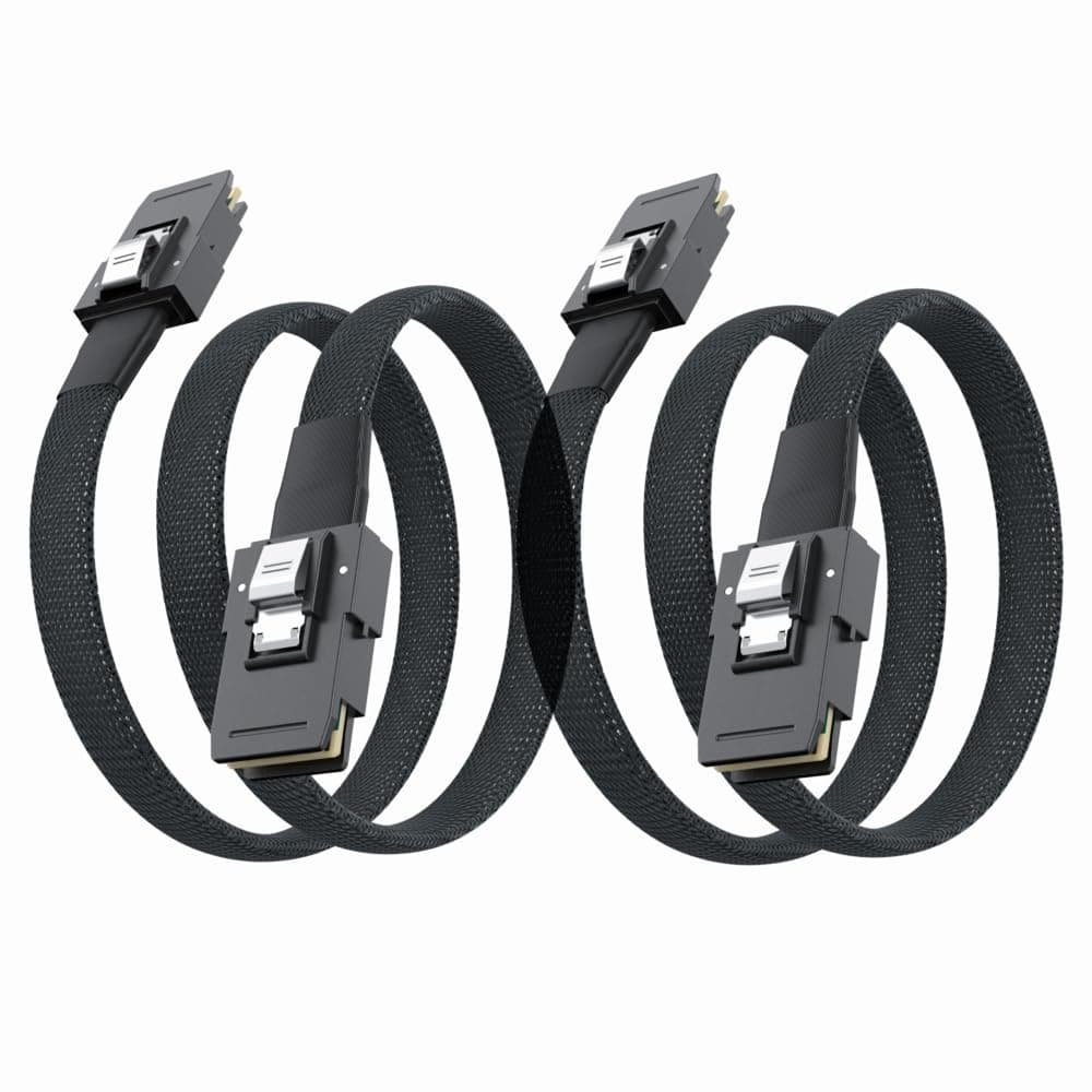 10Gtek [2 Pack 6G Internal Mini SAS SFF-8087 to SFF-8087 Cable, 100-Ohms, 0.5-m(1.6ft)