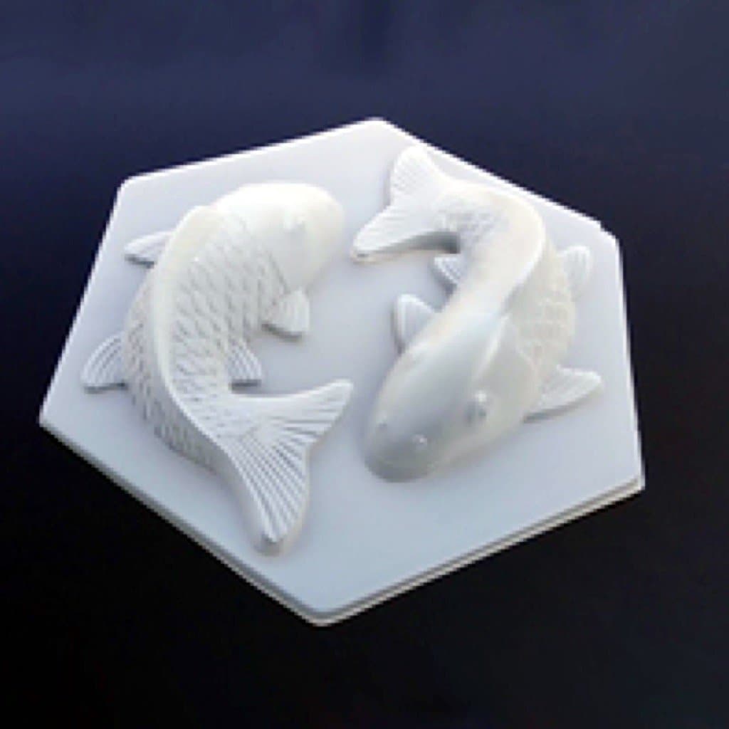 Plastic Koi Fish Goldfish Shaped Mold Two Fish- 8 Inch