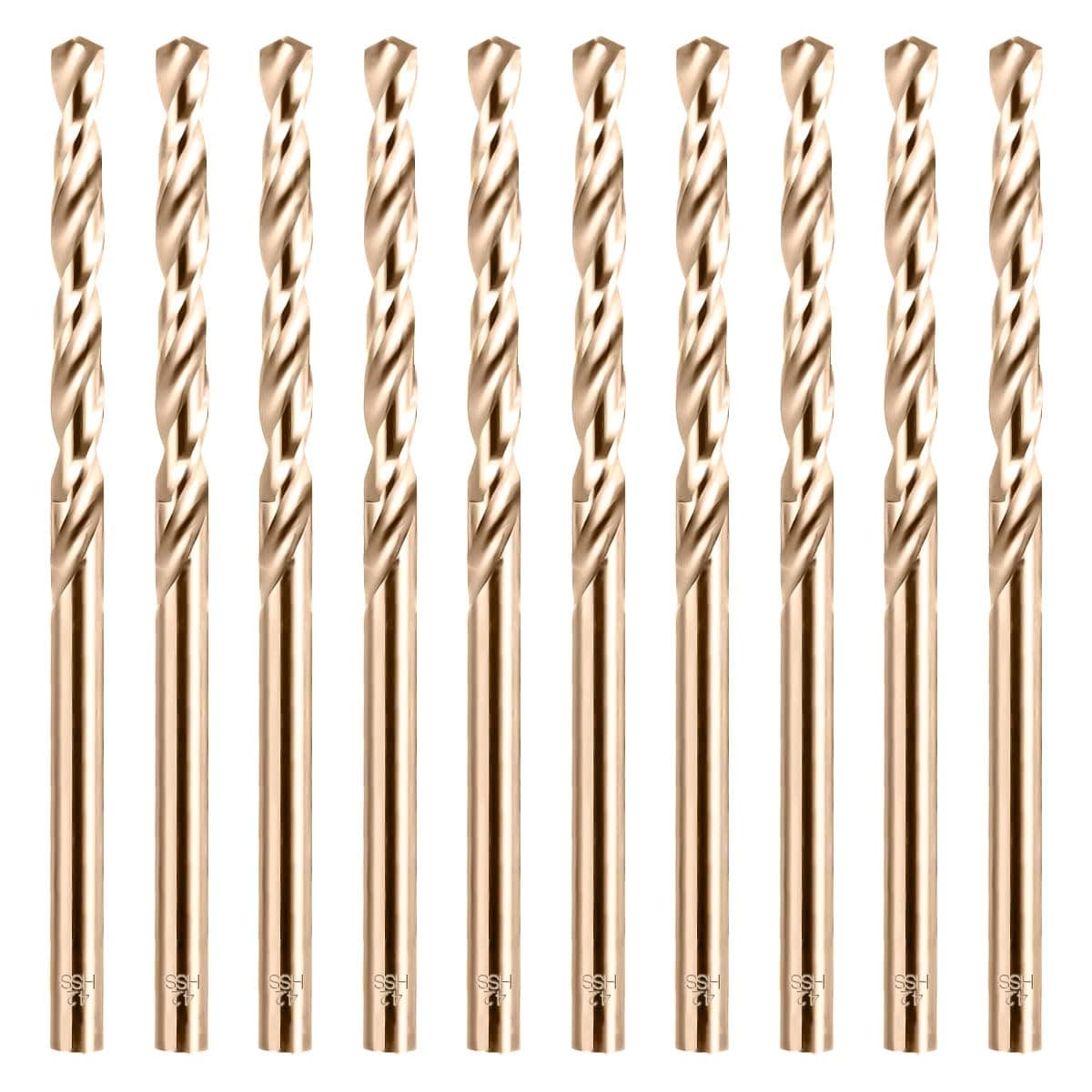 Cobalt Drill Bit Set 4.2mm - 10pcs, M35 Twist Drill Bits Straight Shank, 4.2mm High Speed Steel Drill Bits for Drilling in Hard Metal, Stainless Steel, Cast Iron
