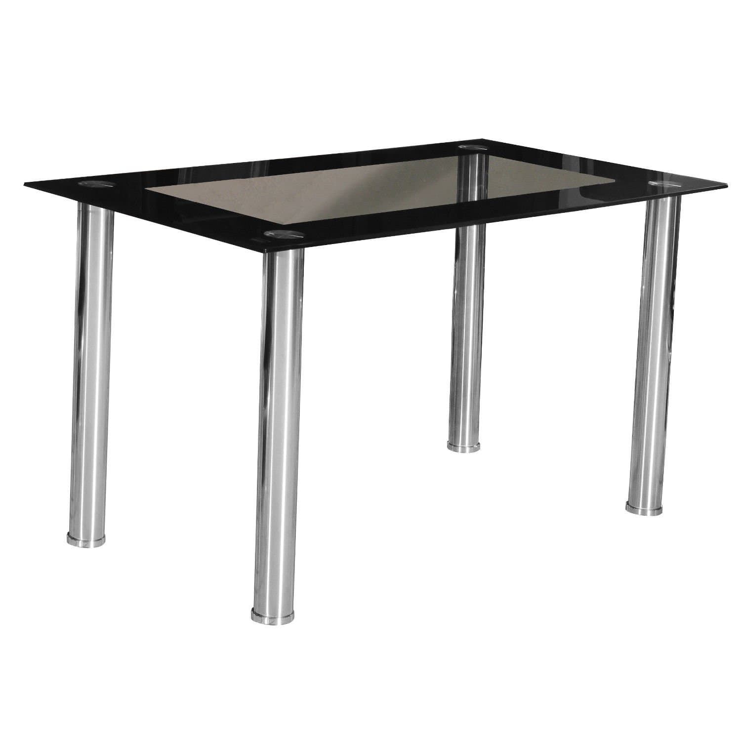 7 Star Black Glass Extendable Dining Table with chrome legs - Made in turkey
