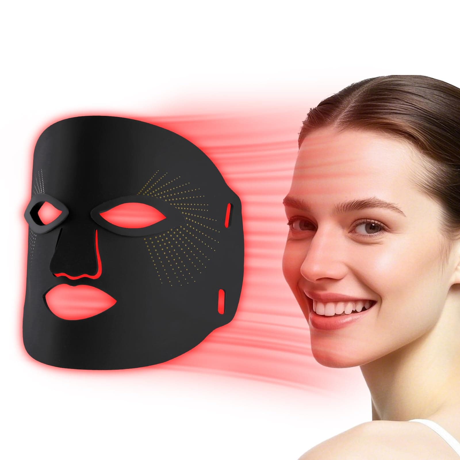 Red Light Therapy for Face, Red Light Therapy Mask, 7 Colors LED Facial Mask for Wrinkle Remove & Anti Aging, Skin Care Home Use, Black (Upgraded Version)