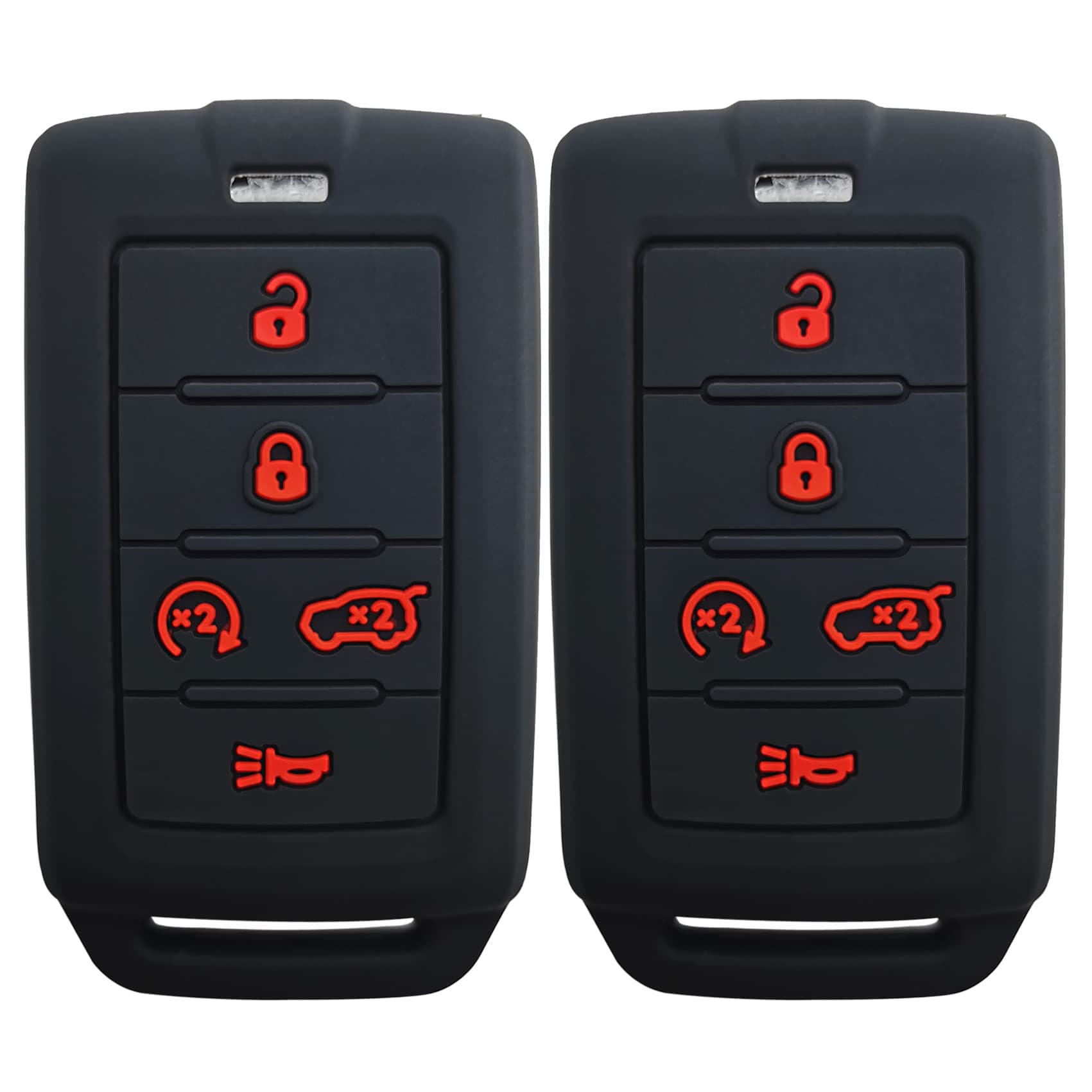 2Pcs Coolbestda 5B Key Fob Rubber Cover Keyless Entry Glove Pouch Case for 2021 2022 2023 2024 Jeep Grand Cherokee L Grand Wagoneer L Wagoneer Grand Cherokee L M3NWXFOB1