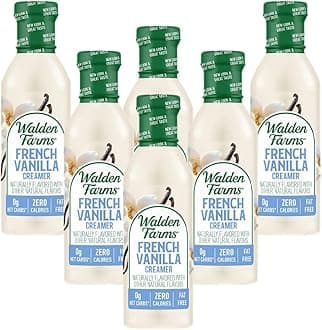 Walden Farms French Vanilla Coffee Creamer – Zero Calorie, Gluten-Free, Low Carb, Keto-Friendly, Sugar-Free, Smooth Vanilla Flavor – 6-Pack, 12 oz Bottle
