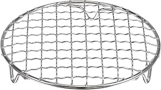 HARFINGTON Round Cooking Rack 6-inch 201 Stainless Steel Cross Wire Barbecue Grill Net with 20mm Legs for Cooking Baking Steaming BBQ