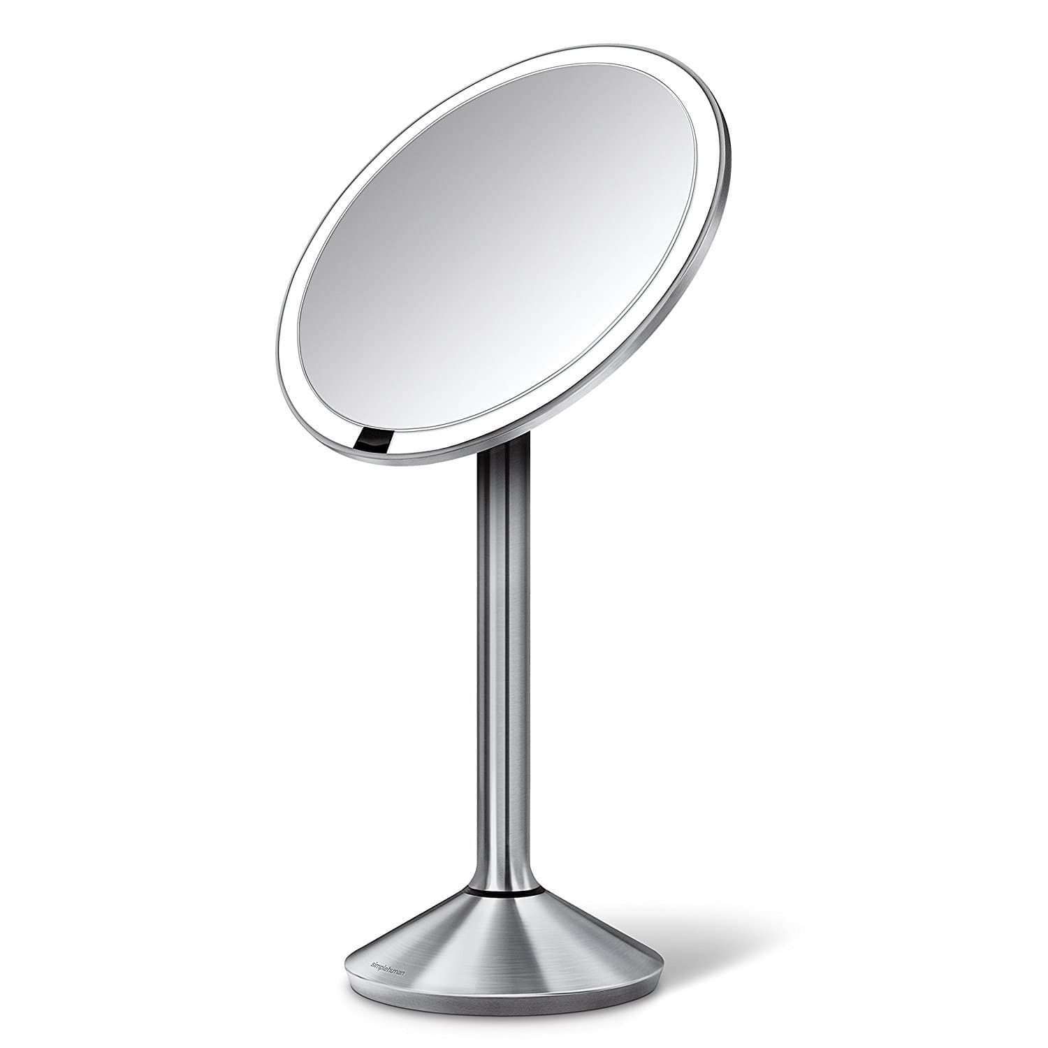 simplehuman 6.5" Round Sensor Makeup Mirror 7X Magnification, Rechargeable, Brushed Stainless Steel