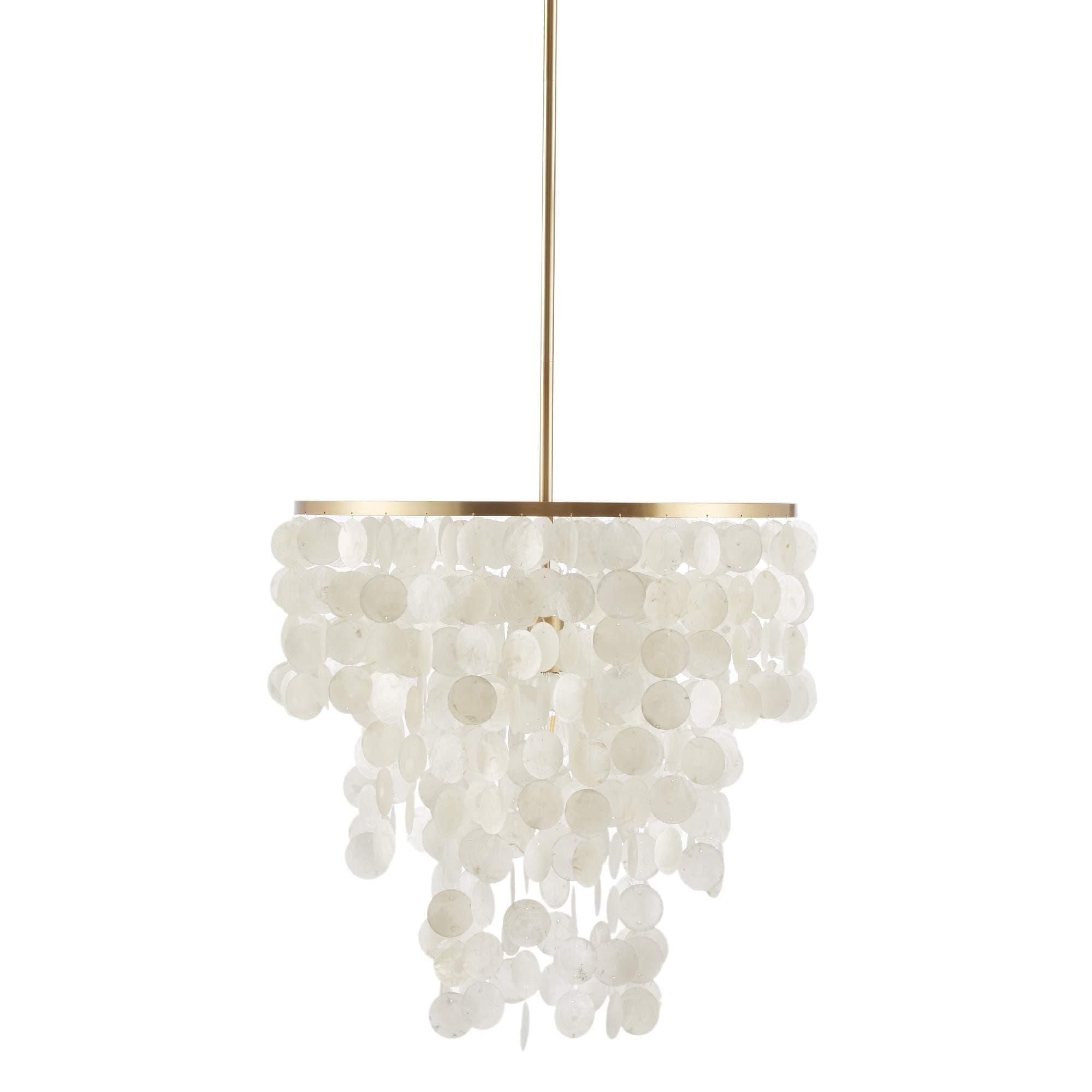Urban Habitat Isla Capiz Chandeliers Coastal Modern with White Shell Shade Dimmable Ceiling Lamp for Dining Room, Living Room Lighting Fixtures Hanging