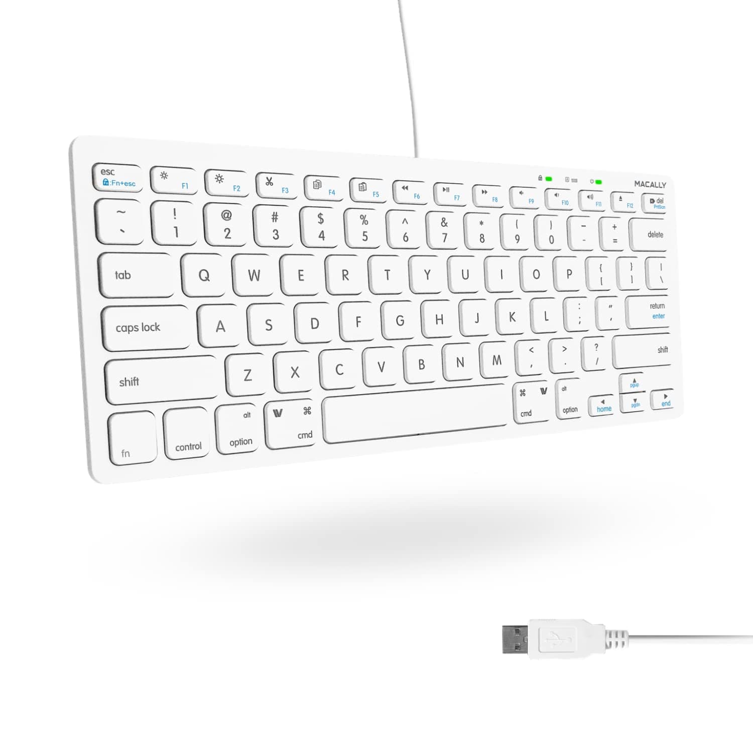 Macally Slim USB Wired Small Compact Mini Computer Keyboard for Apple Mac, iMac, MacBook Pro/Air, Mac Mini, Windows PC Desktops, Laptop (SLIMKEYC)