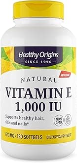 Vitamin E 1,000 IU Softgels (Natural) Mixed Tocopherols - Vitamin E Capsules Supplement - Gluten-Free & Non-GMO Skin, Hair & Nails Vitamin - 120 Softgels