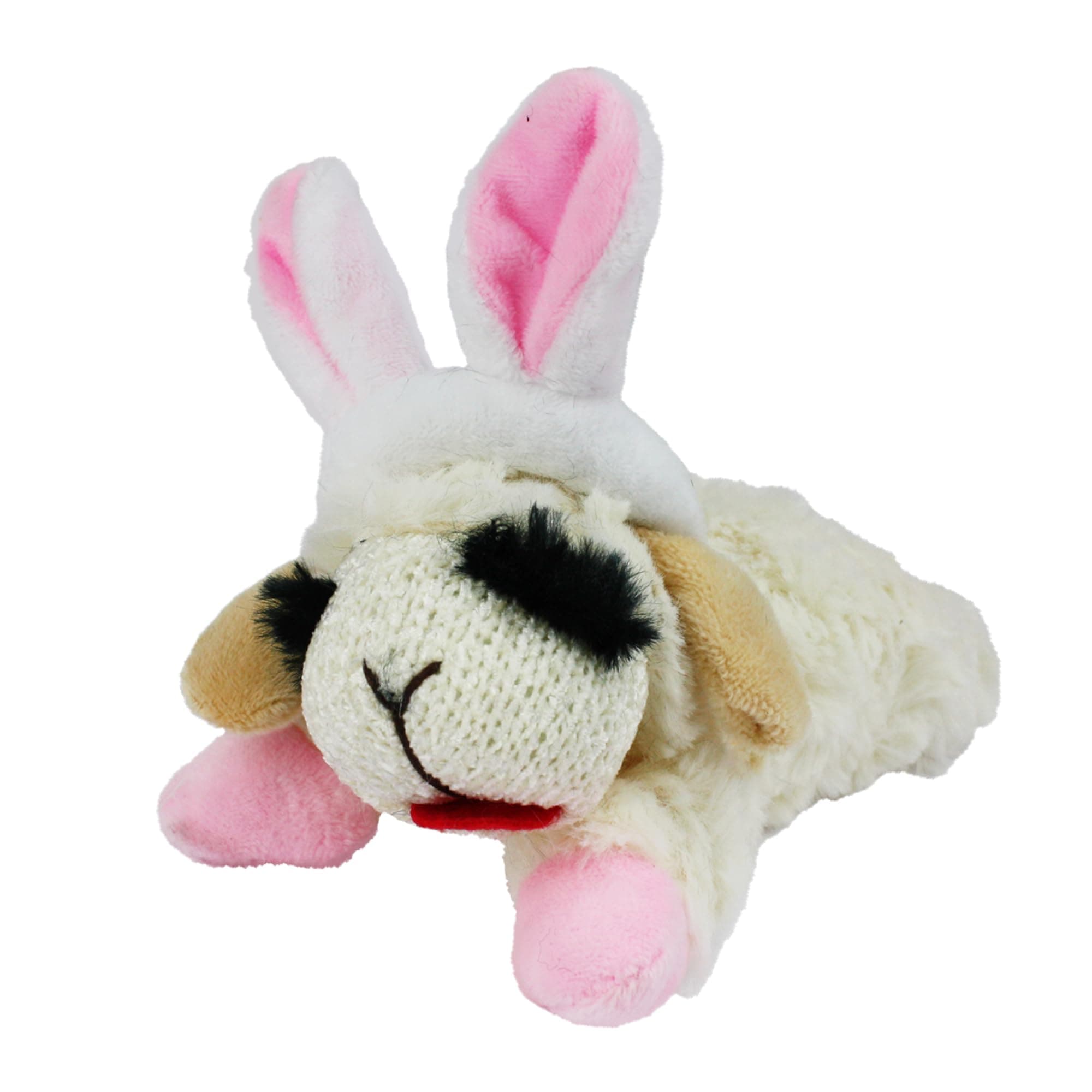 Multipet Lamb Chop Dog Plush Toy w/Easter Bunny Ears - Squeaky Toy for All Dogs - Extra Soft Plush - Stuffed Animal for Cuddling & Playing (6”, Cream/Pink)