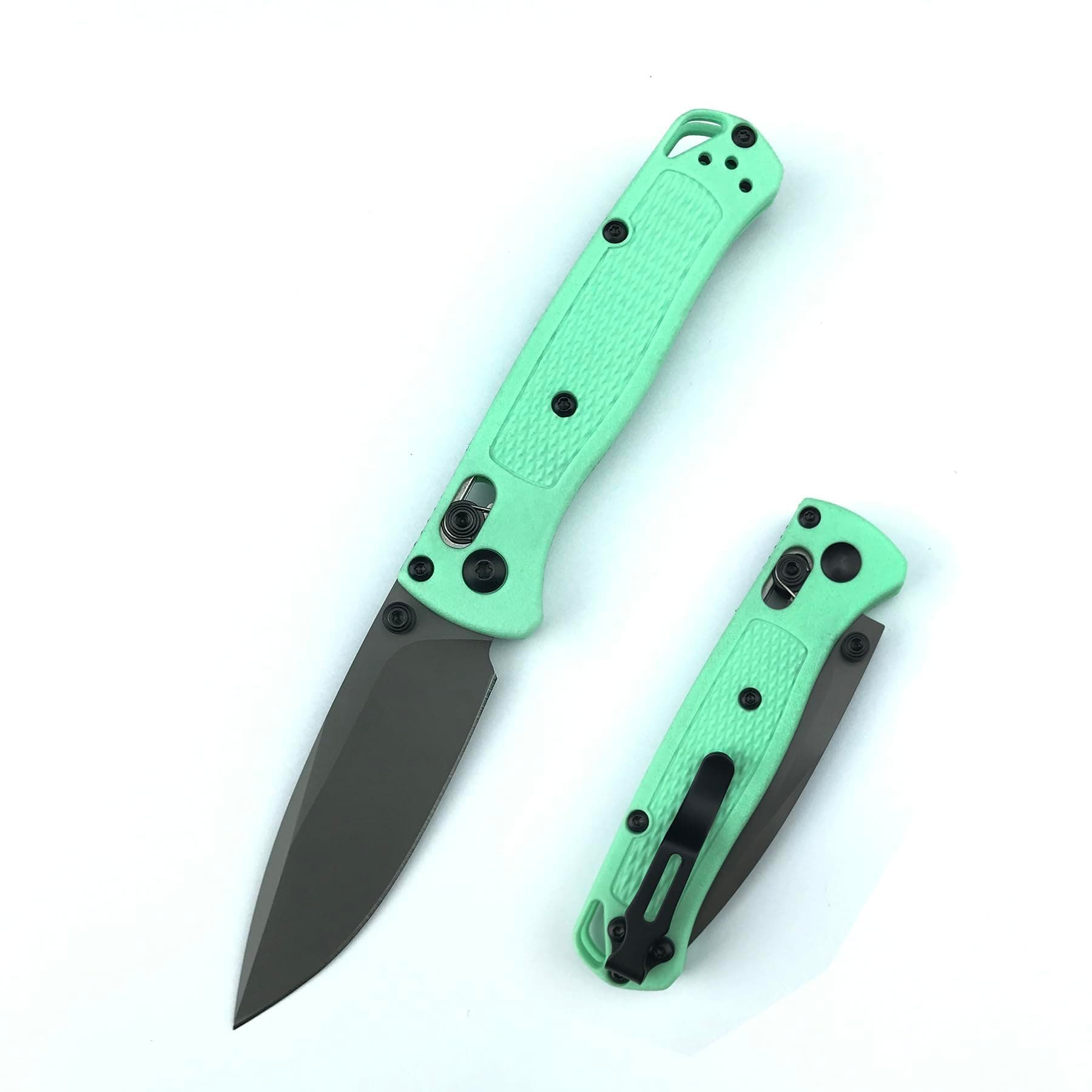 6.5 Inch Manual Open 533 Bugout Pocket Knife, Axis Lock Folding Knife with 2.6 Inch 7Cr17Mov Blade Green Grivory Handle, Folding Pocket Knife with Belt Clip for Camping Hunting