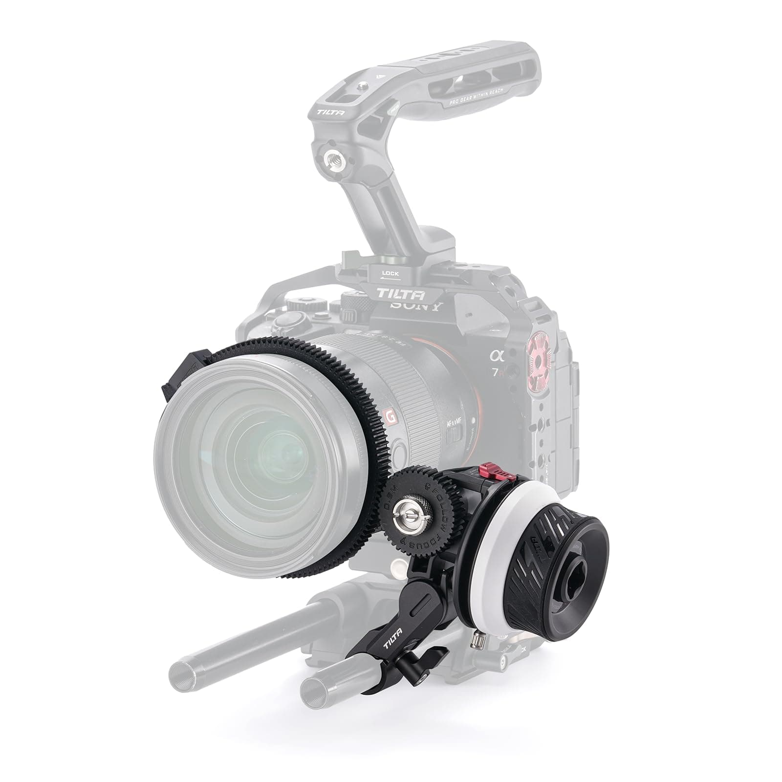 Tilta Pocket Follow Focus | Precise Focus Ring with A/B Stops | Fluid Damping System | 15mm Rod & Rod Holder | Works with Most Cameras & Lenses | Lightweight, Comfortable, and Compact Design (FF-T07)