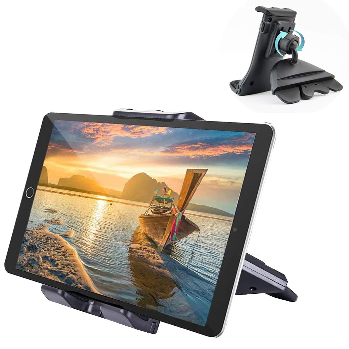 Funito 2 in 1 CD Slot Tablet Car Mount, Universal CD Player Car Phone Mount, Compatible with Samsung Galaxy/iPad Mini/iPad Air/iPad Pro/iPhone Xs Max/XS/XR/GPS (4"-10.5" Tablets & Cellphones)