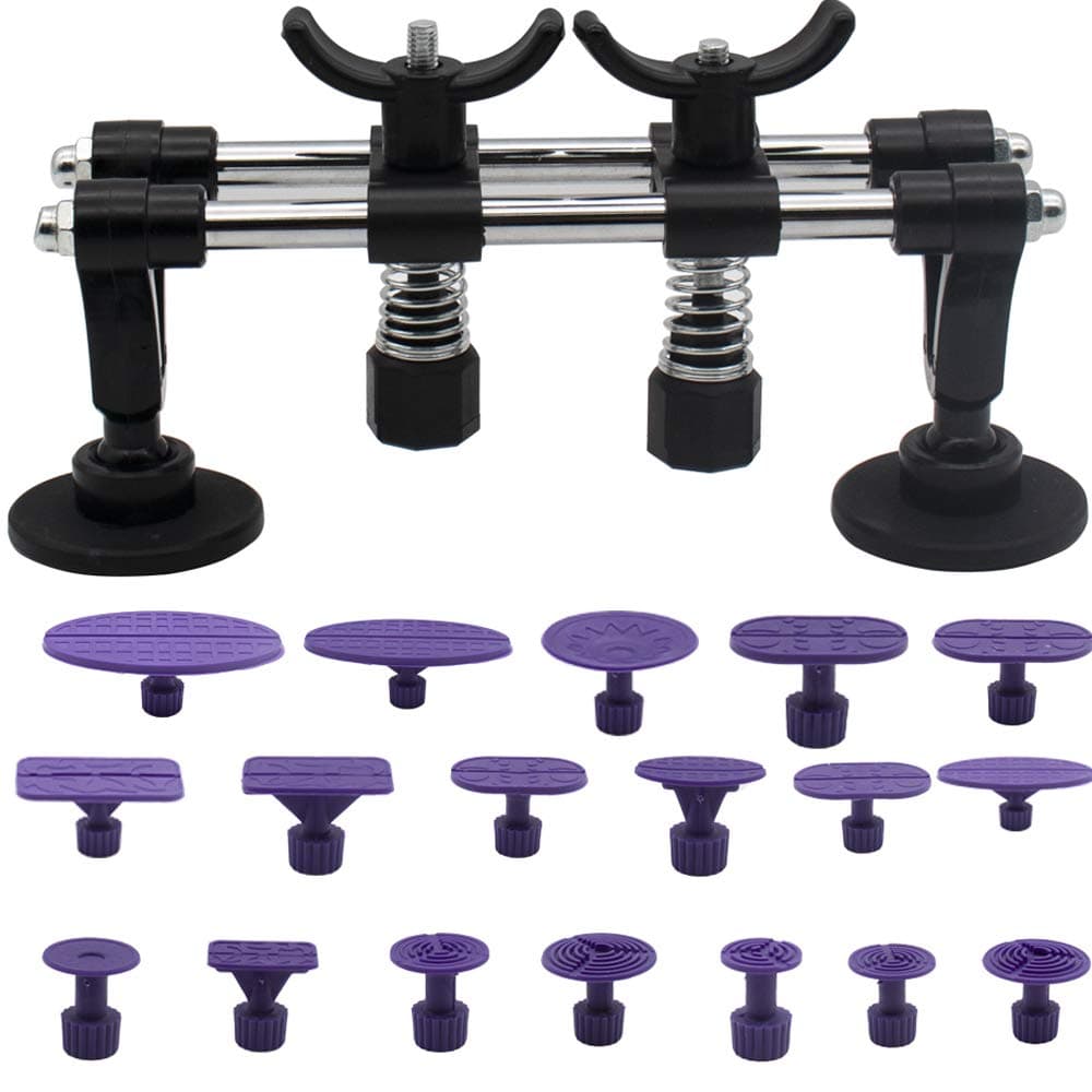 LTUPWFPaintless Dent Repair Tools Bridge Dent Remover with Double Pole Bridge Dent Puller 18PCS Glue Puller Tabs for Car, Door Dings and Hail Damage