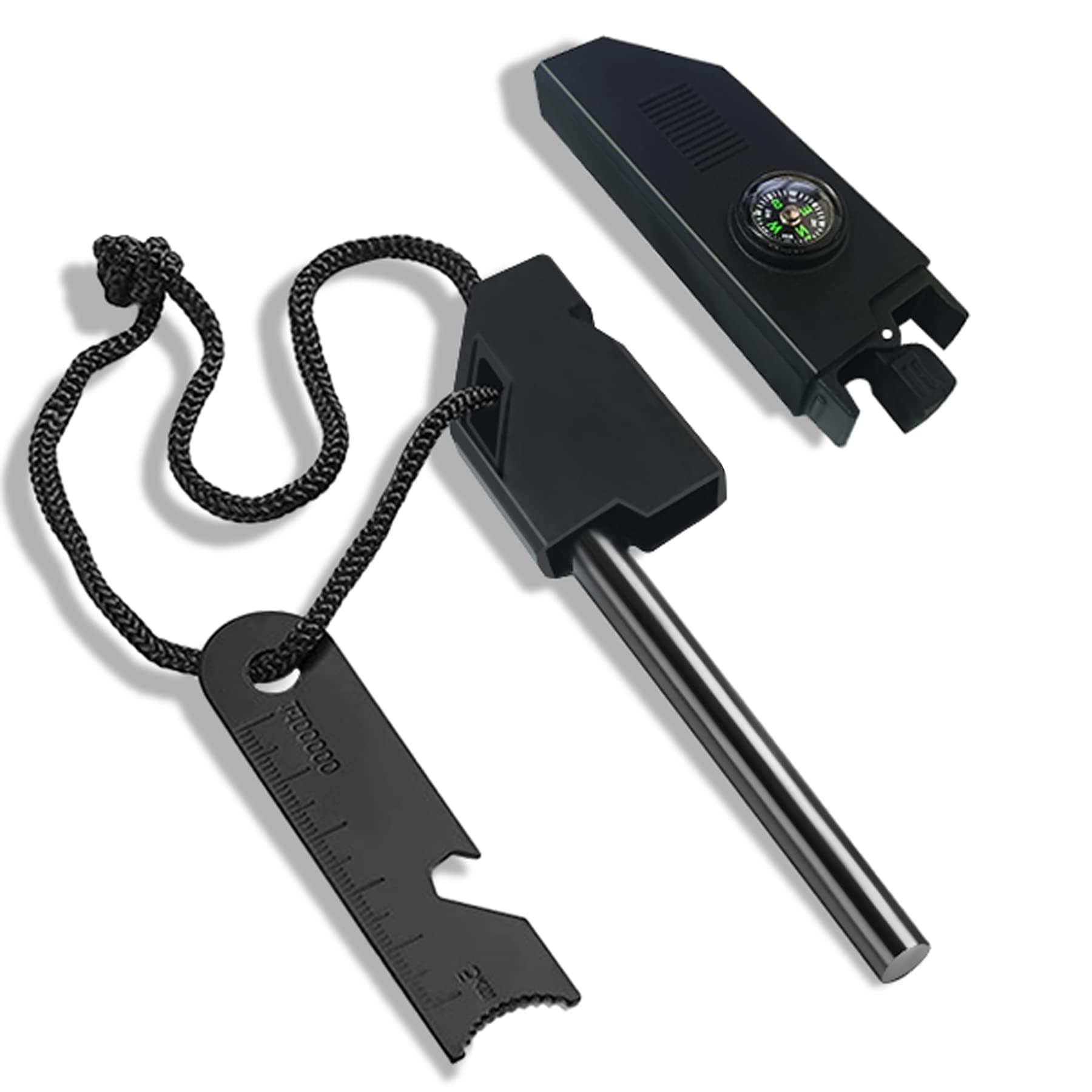 TERRIFI 6-in-1 Fire Starter Survival Tool, with Whistle, Multi Tool for Camping Hiking Survival, All-Weather Magnesium Ferro Rod for Camping and Hiking, Gift for Man and Dad