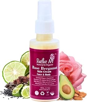 Rose Bergamot Face & Body Moisturizer | All Day Hydration | Natural Botanical Oils & Rose Water | Lightweight Non-Greasy Formula | All Skin Types | 50ml