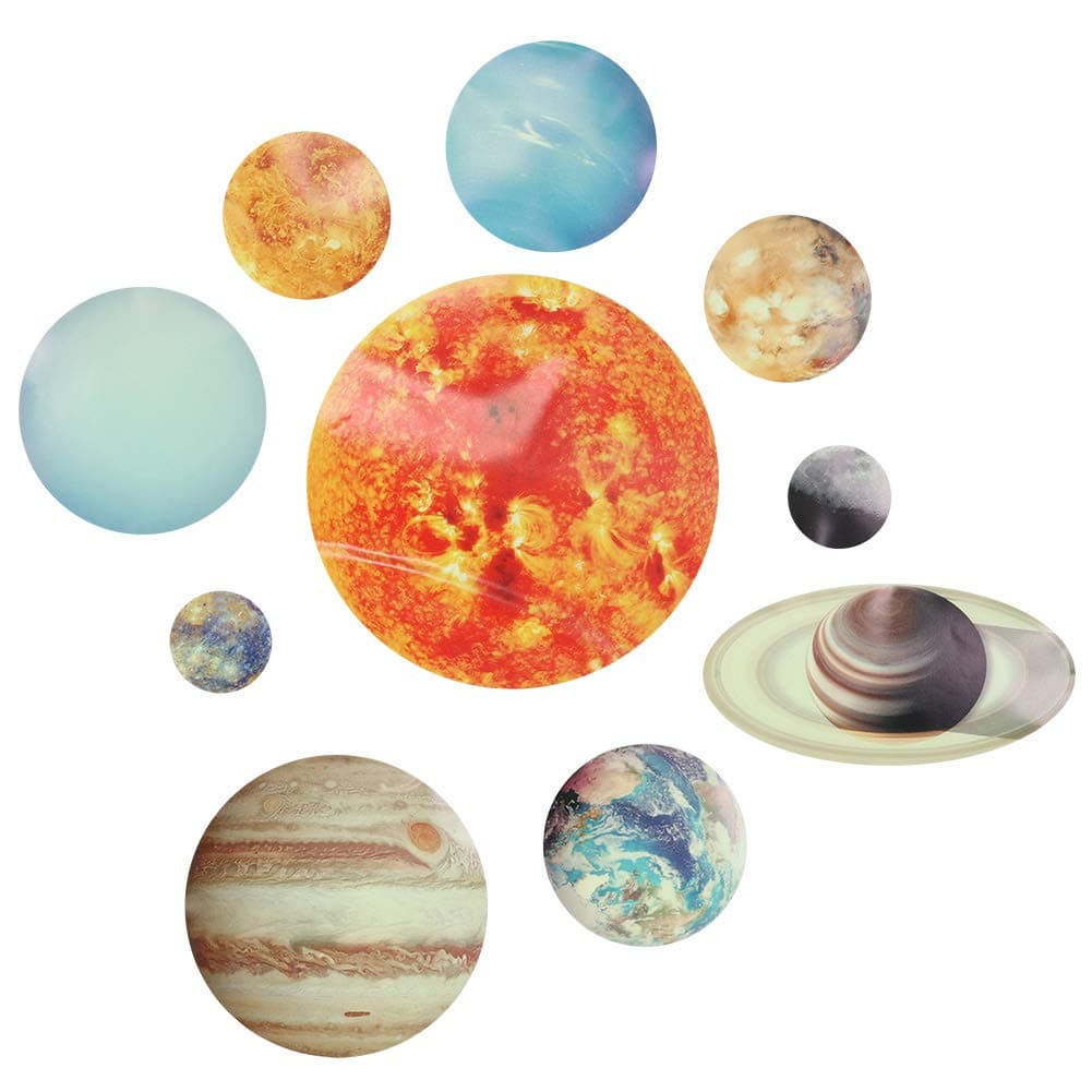 Luminous Solar System Wall Sticker, Glowing Wall Decor for Kids Room, Glow in The Dark Planet Stickers with Sun Moon Earth for Bedroom Ceiling Nursery Home Decoration