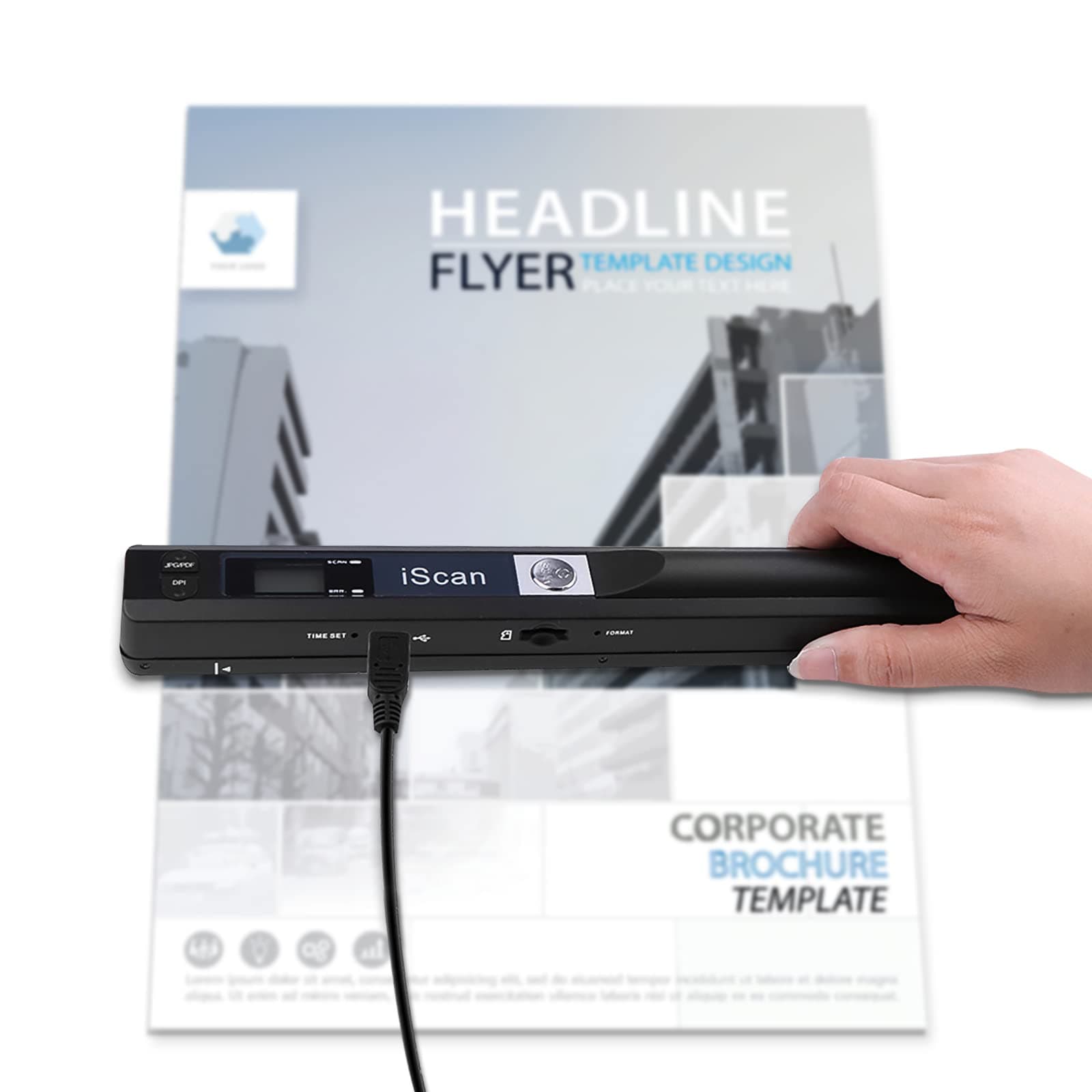 Portable Scanner, Handheld Document Scanner A4 Images Scanner 900DPI Colour Portable Scanners for Documents USB Rechargeable Handheld Scanners for Work Business Trips Studies