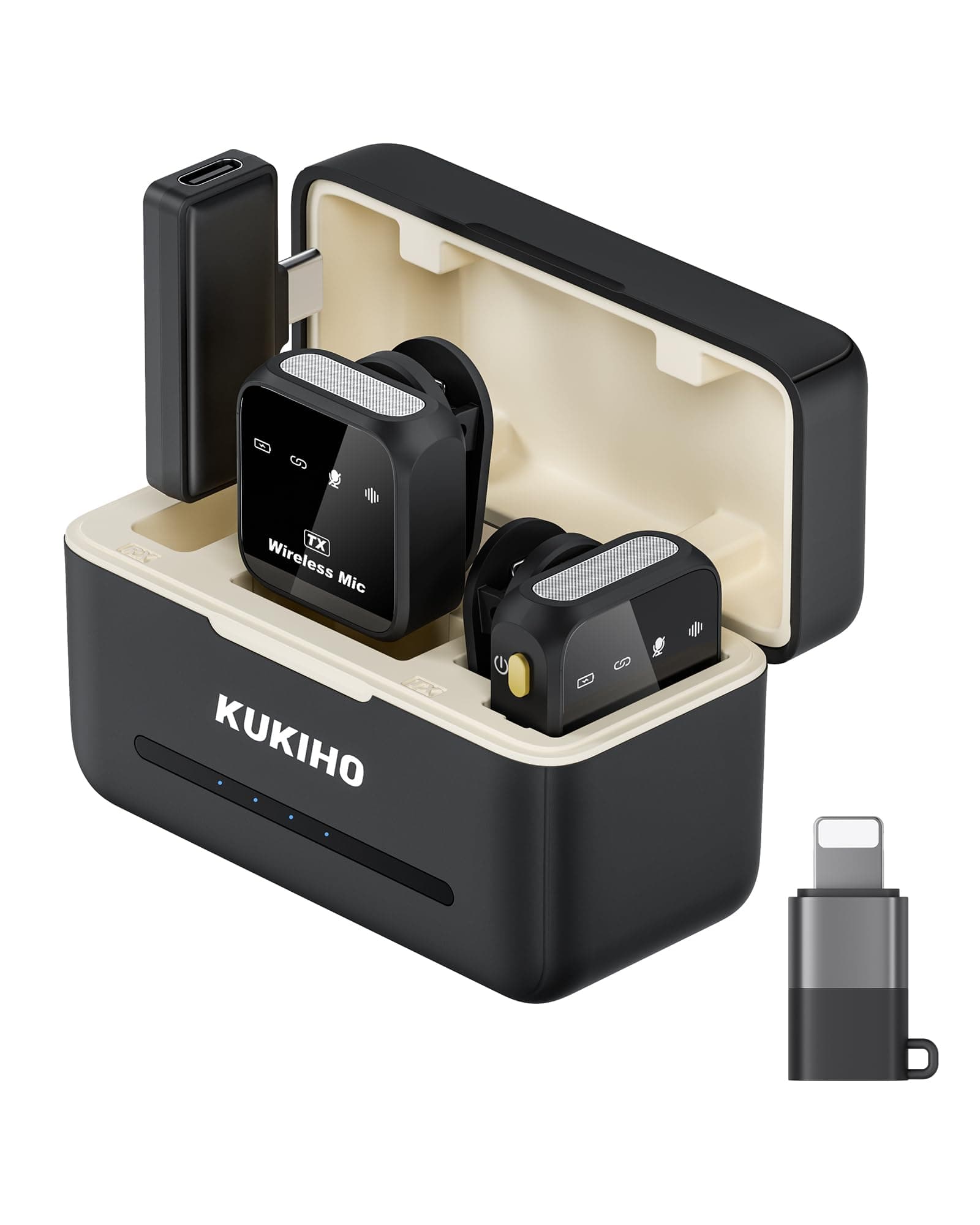 Wireless Lavalier Microphone for iPhone iPad Android With Charging Case 80h Battery Life, Noise Cancellation, 164ft Range Plug-Play Clip On Lapel Mic for Youtube, Video Recording, Vlog, Live Streaming