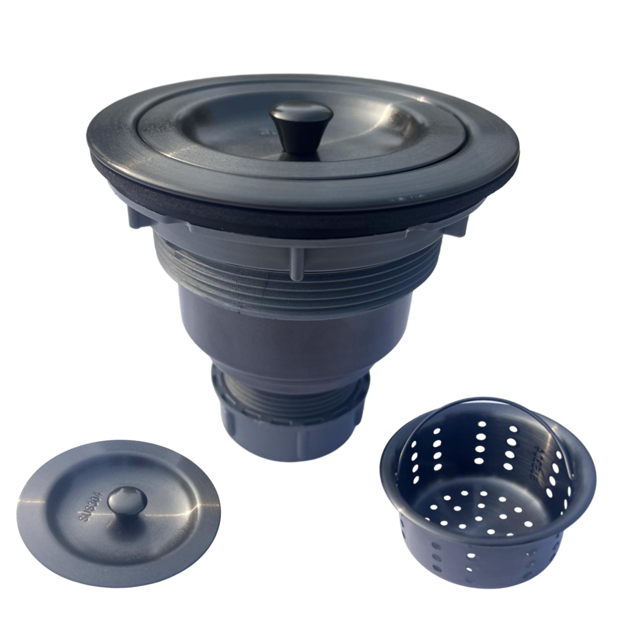 Lynnado Sink Strainer Kitchen Sink Drain Assembly Kit 3-1/2 Inch with Kitchen Sink Drain Basket,304 Stainless Steel Sink Stopper & Cover Lid，Stainless Steel Matt Black