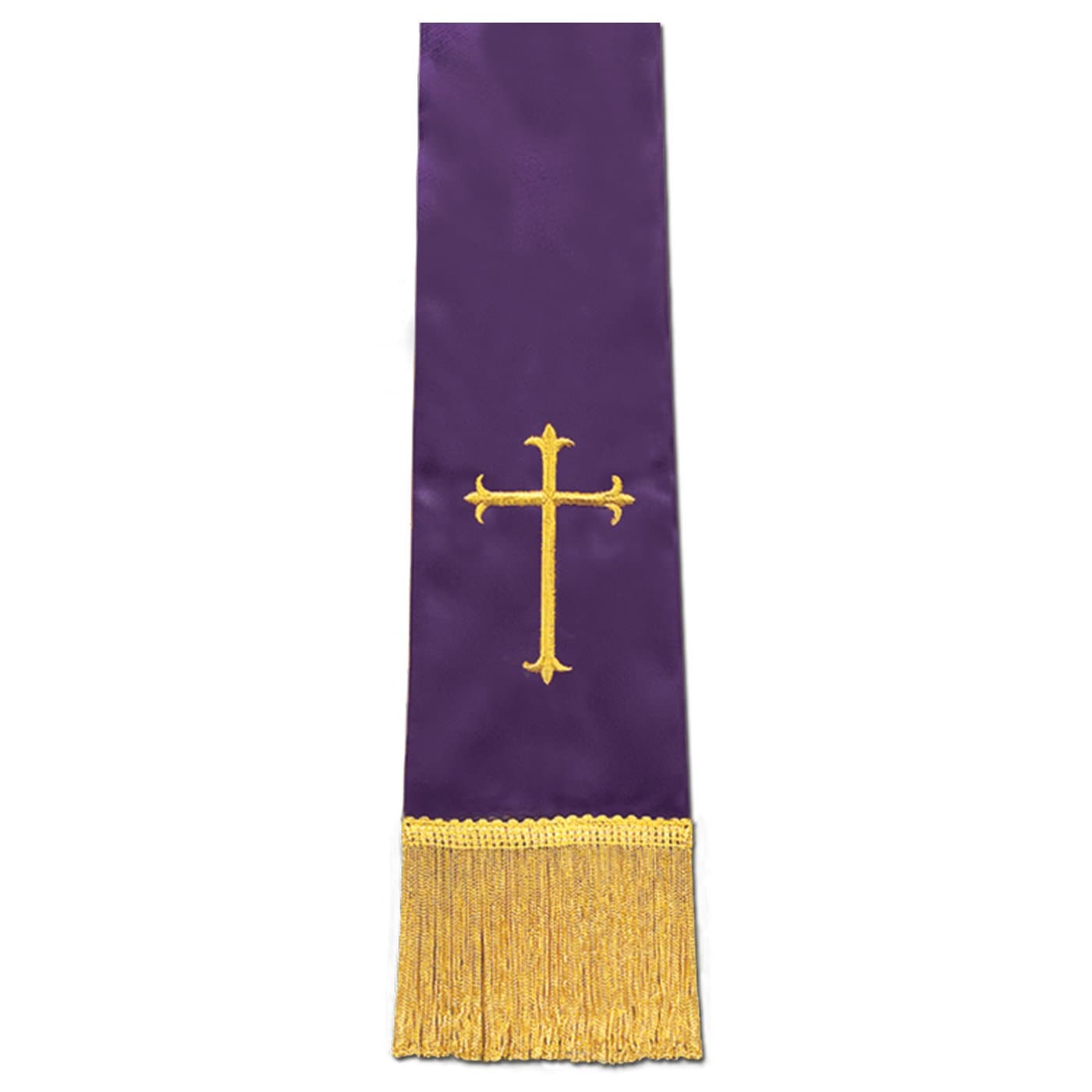 Empress Satin Stole Purple W/cross