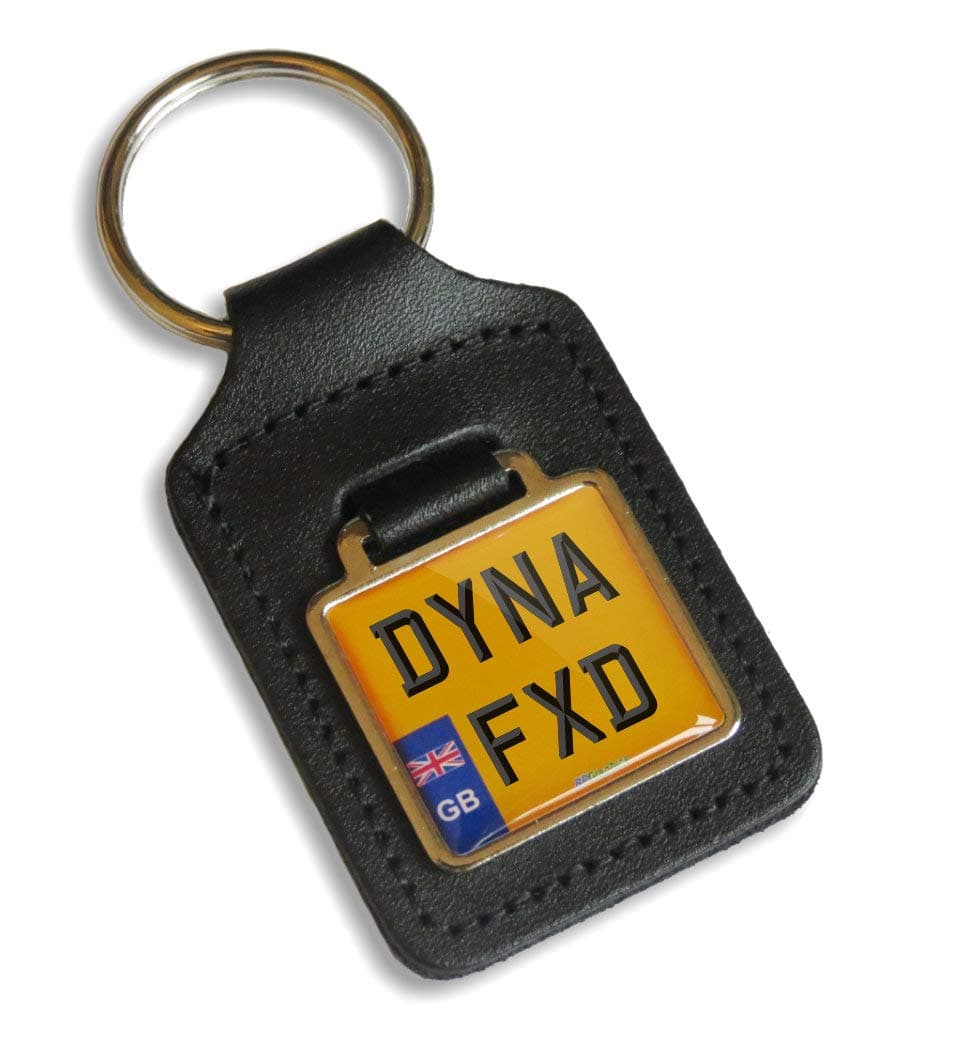 BPGraphics Harley Davidson Dyna Fxd Cherished Number Plate Motorcycle Leather Keyring Gift