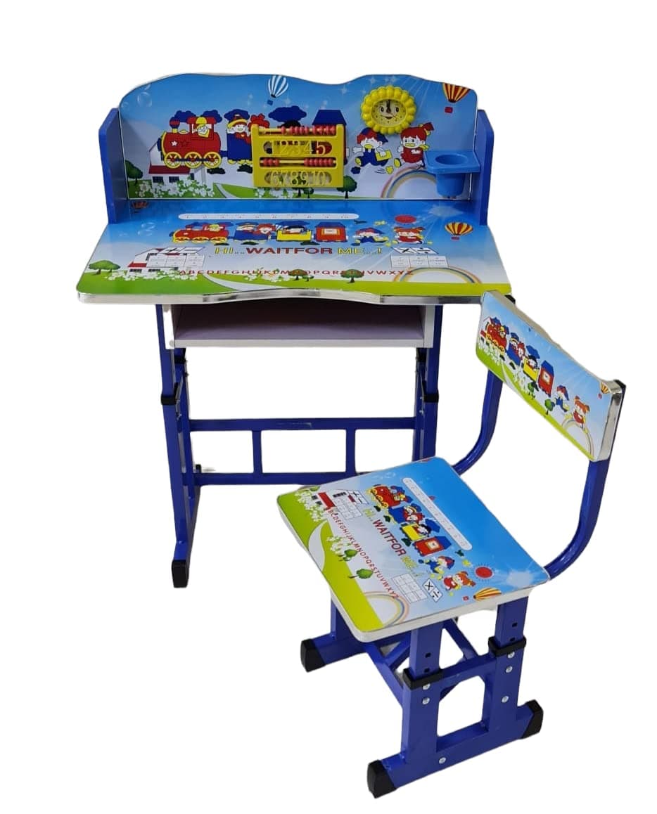 Kid's Education Study Table & Chair with Clock Attached