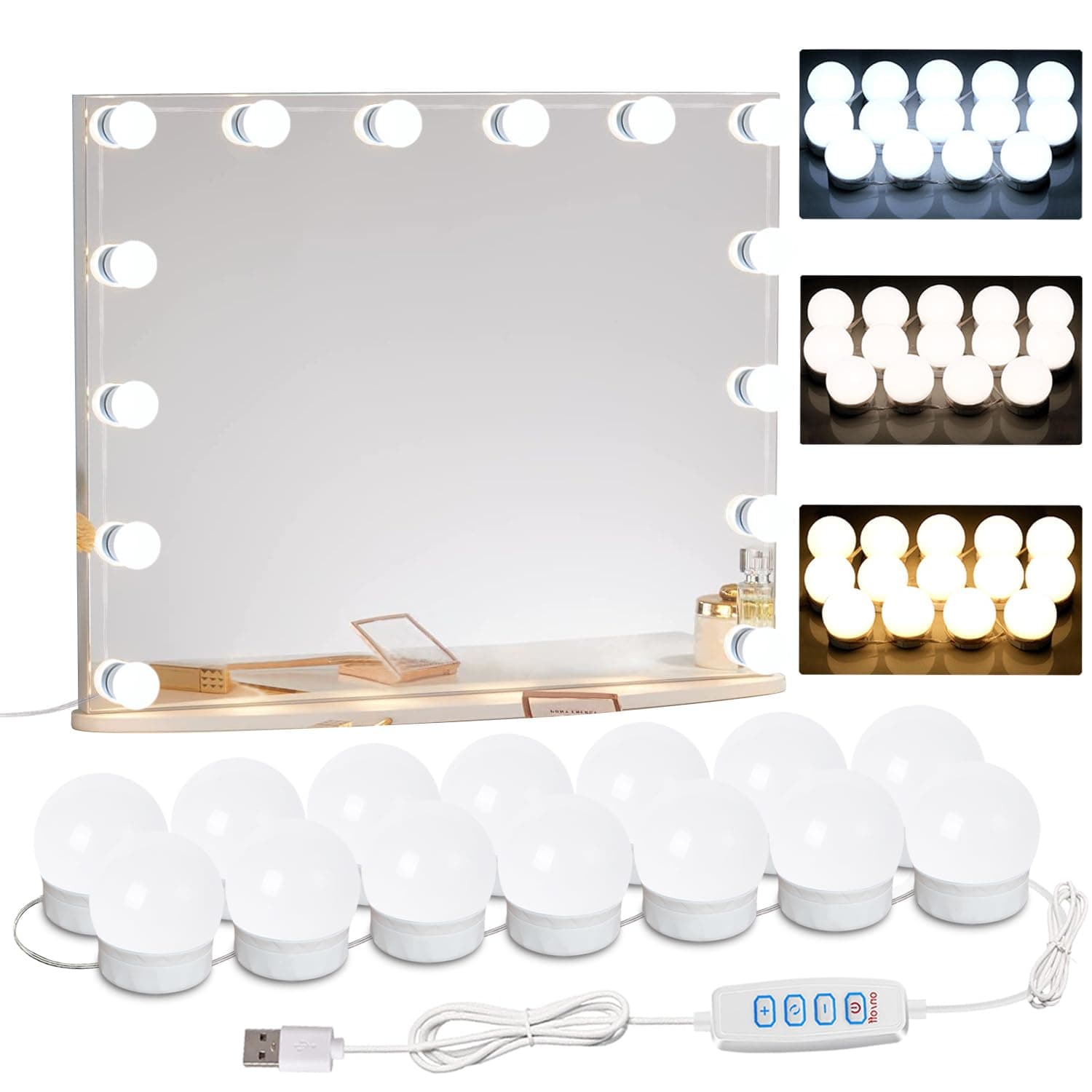 22.6ft Led Vanity Mirror Lights with 14 Dimmable Light Bulbs Makeup Vanity Lights for Big Long Mirror,Mirror Not Included