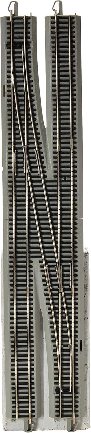 Bachmann Trains 44137 Command DCC Equipped #6 Single Crossover Turnout-Left-Nickel Silver E-Z Track with Grey Roadbed-HO Scale