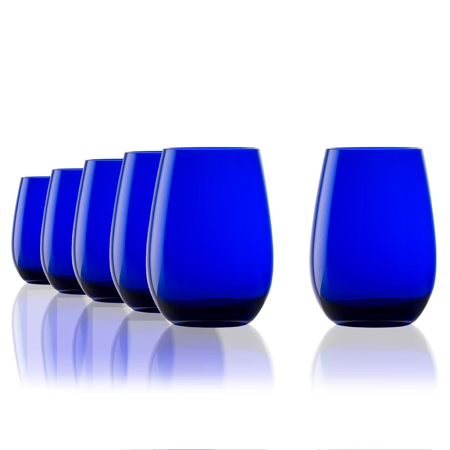 Stölzle Lausitz Elements Glasses, 465 ml, cobalt blue, Set of 6, Dishwasher Safe, Coloured Glasses