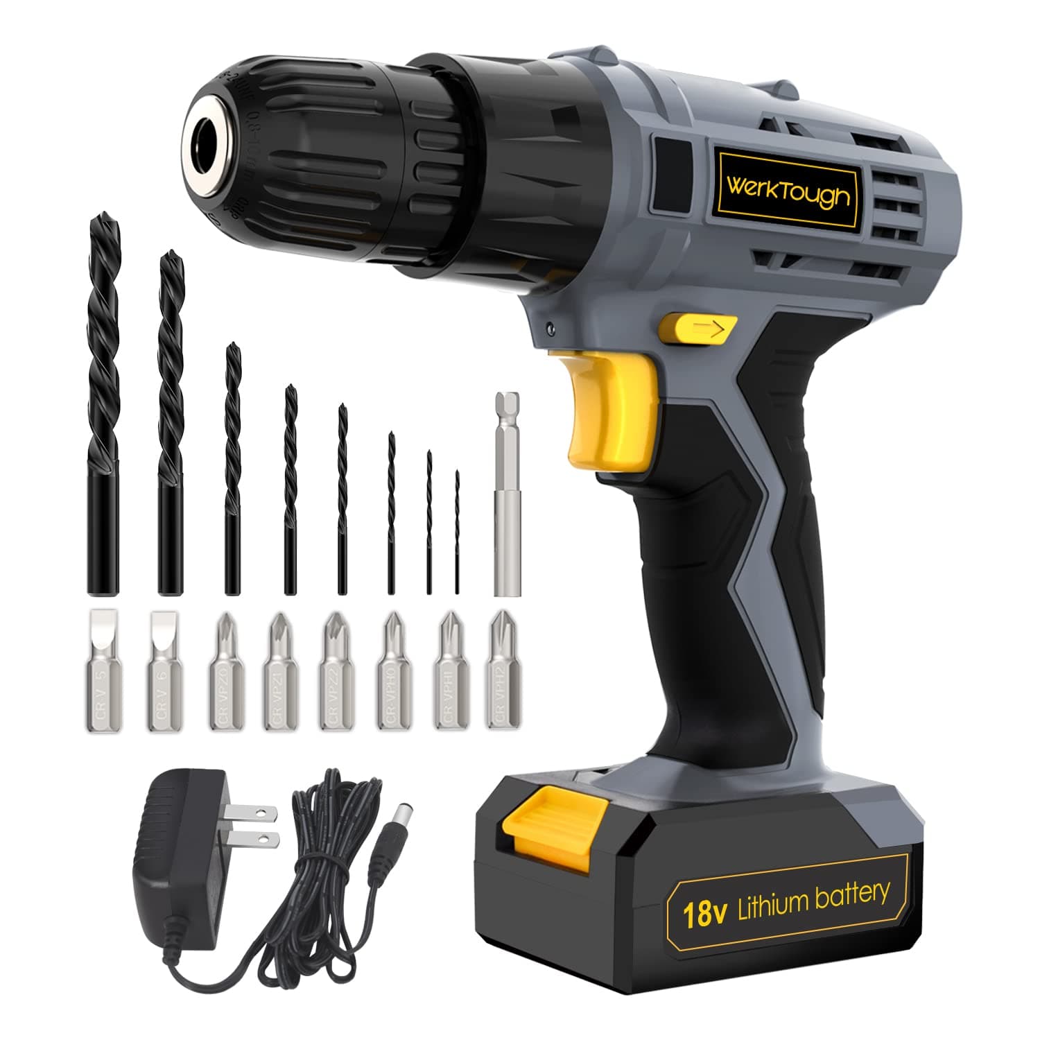 D018 Cordless Drill Driver 18V/20V Powerful Screwdriver With Lithium-Ion Battery and Charger