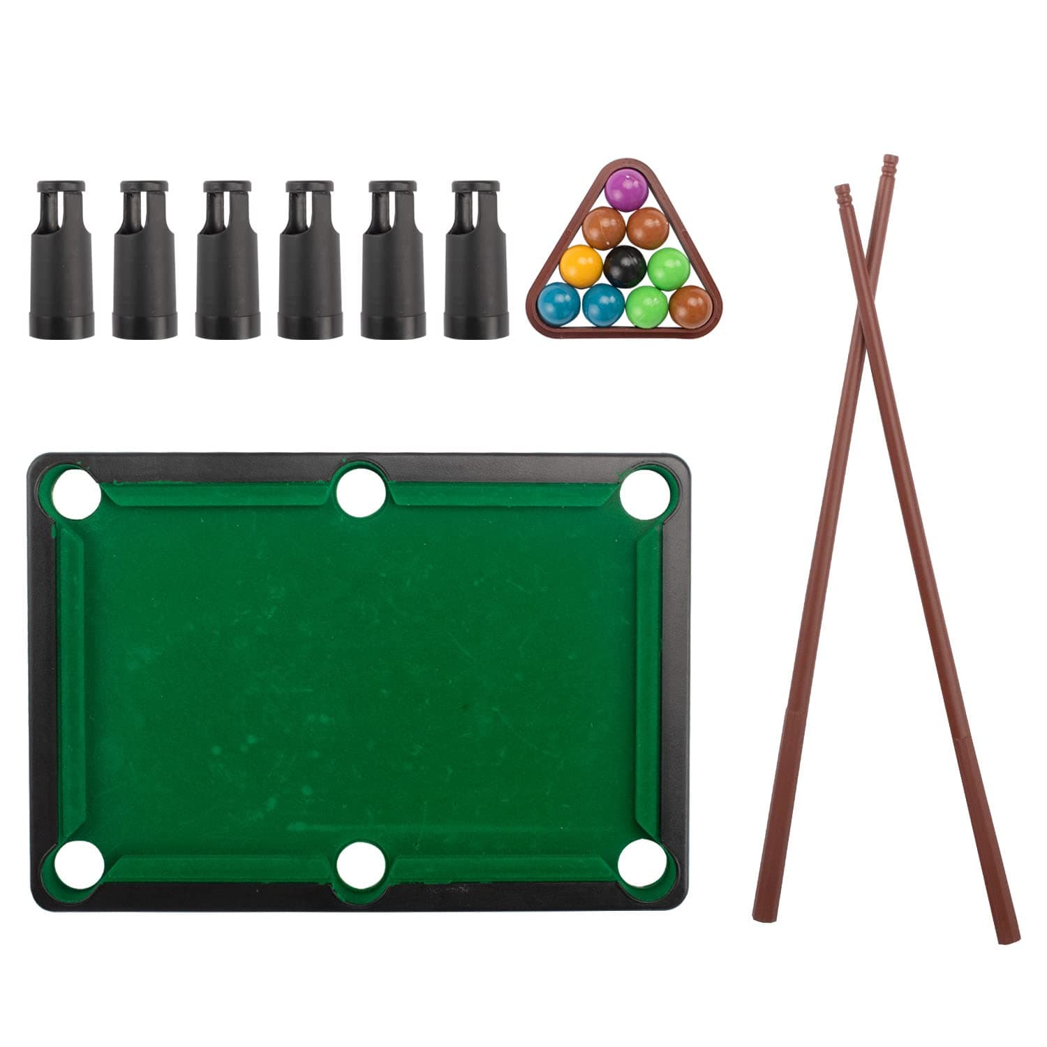 Mini Pool Table Set Portable Small Tabletop Billiards Game with 2 Sticks, 16 Balls and Triangle for Travel Party