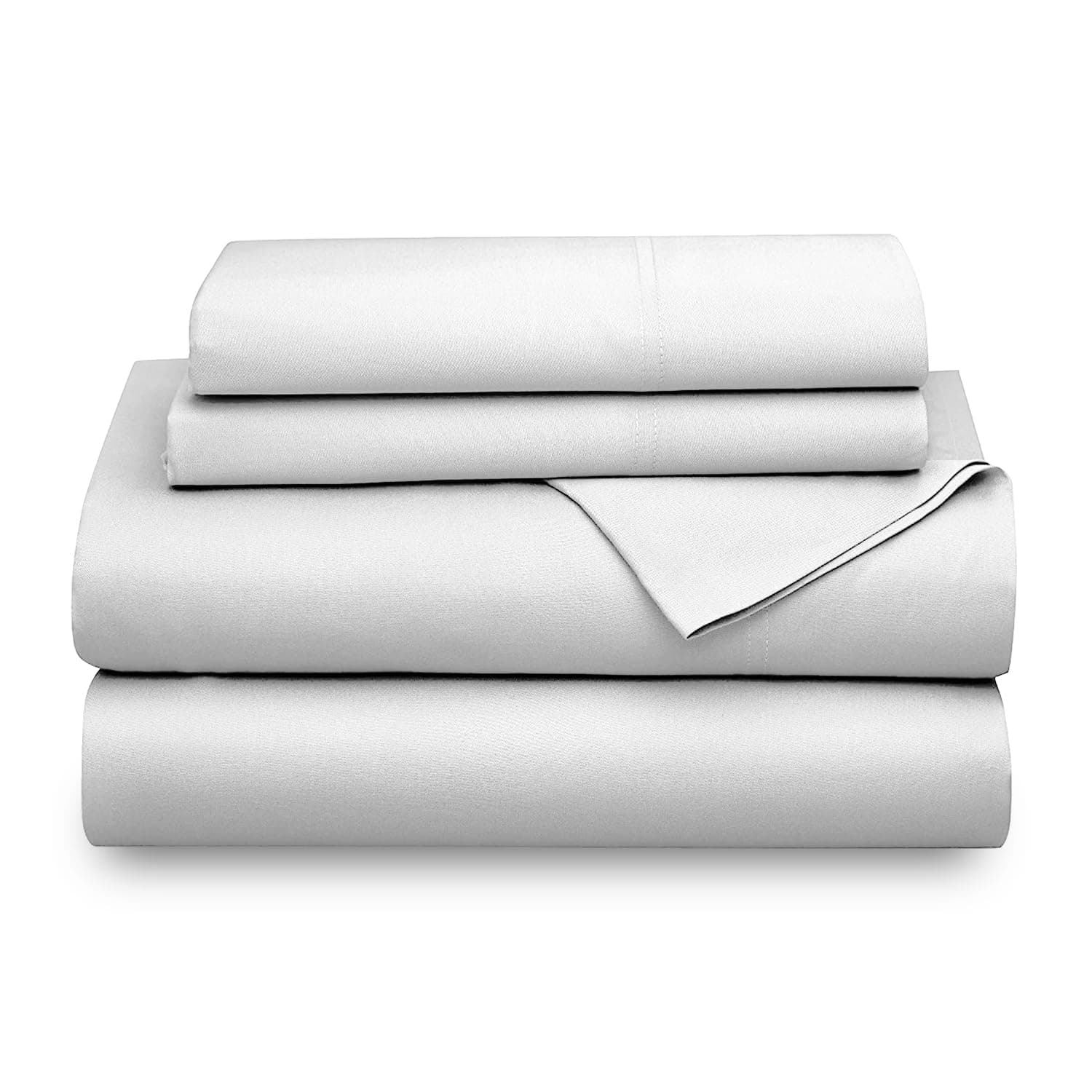 SUPREME ELEGANCE Cotton Blend Snow Sheet Set Queen Size, 1200 Thread Count Ultra Soft Sateen Sheet Set, Hotel Luxury, Moisture Wicking & Wrinkle Resistant, Easy Care Fall Bedding SetOEKO-TEX STANDARD 100