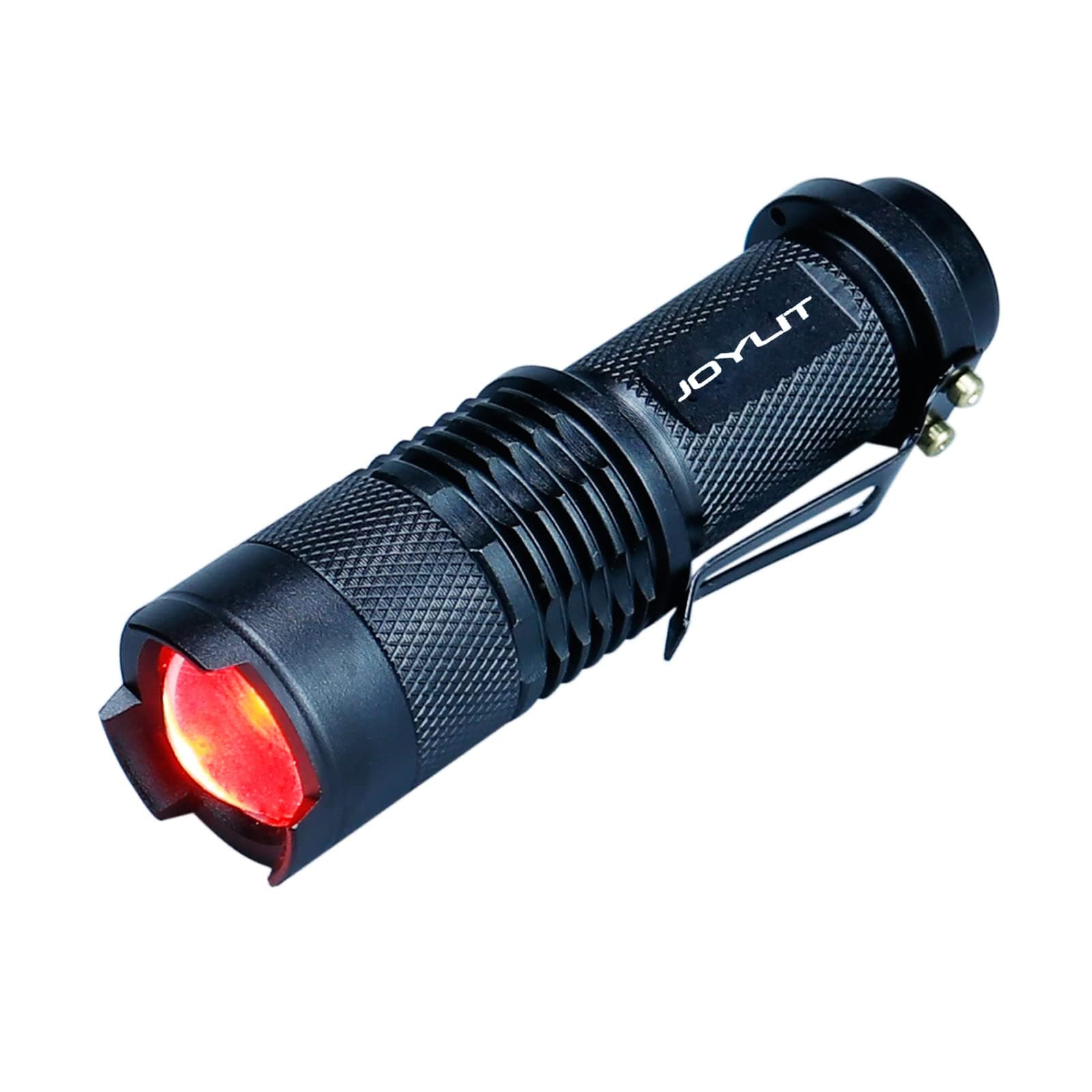 JOYLIT Red Light Mini Focus Tactical Flashlight 620nm LED Torch Lantern,Waterproof and 3 Light Modes,Powered by 14500 or AA Battery