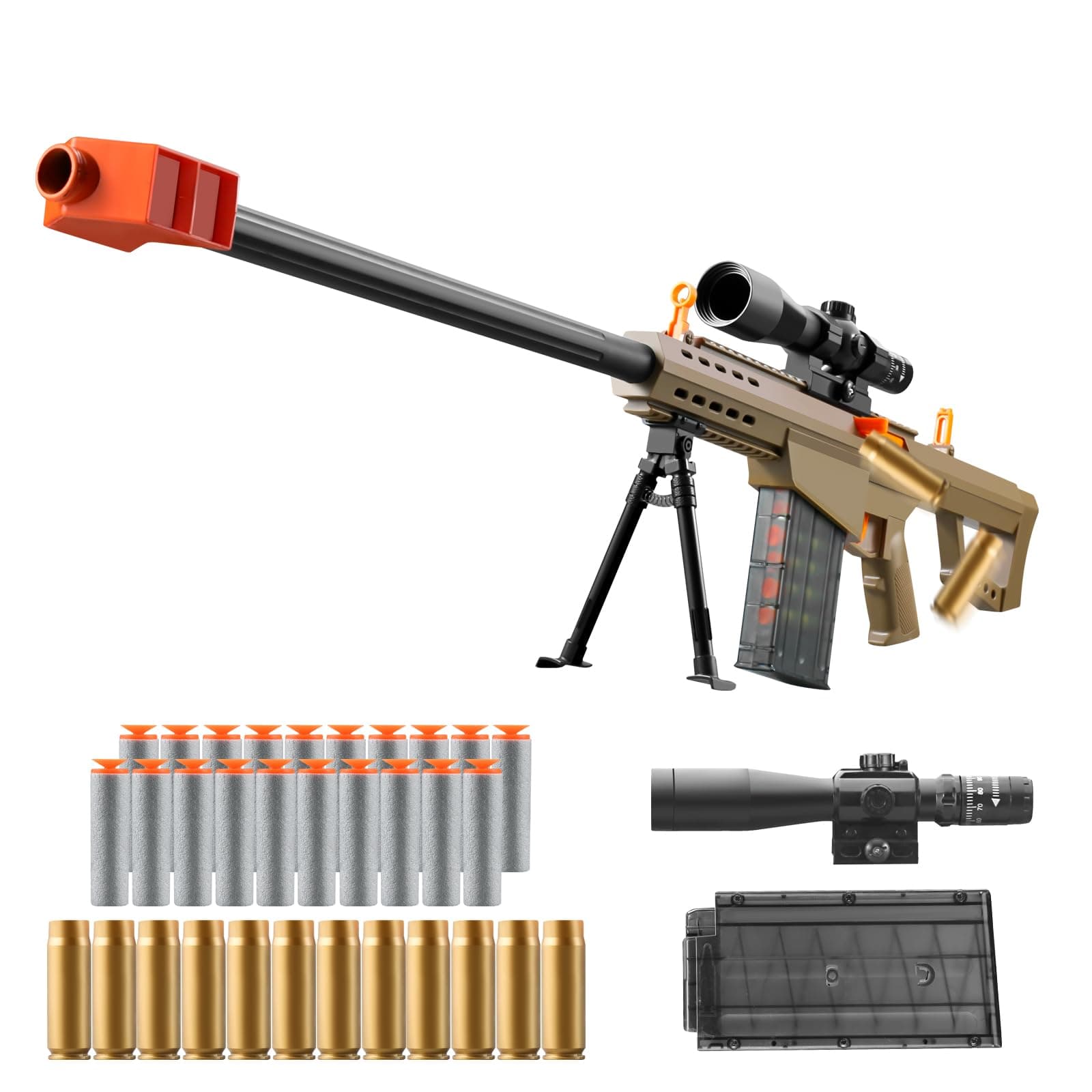 - Soft Bullet Toy Gun Dart Foam Pellet Blasters Shell ejecting Shotgun Cool Stuff Gifts for boy Age 8+ 9 10 11 12 Year Old Kid Shooting Game with Scope Sniper Rifle (Sand Colored)