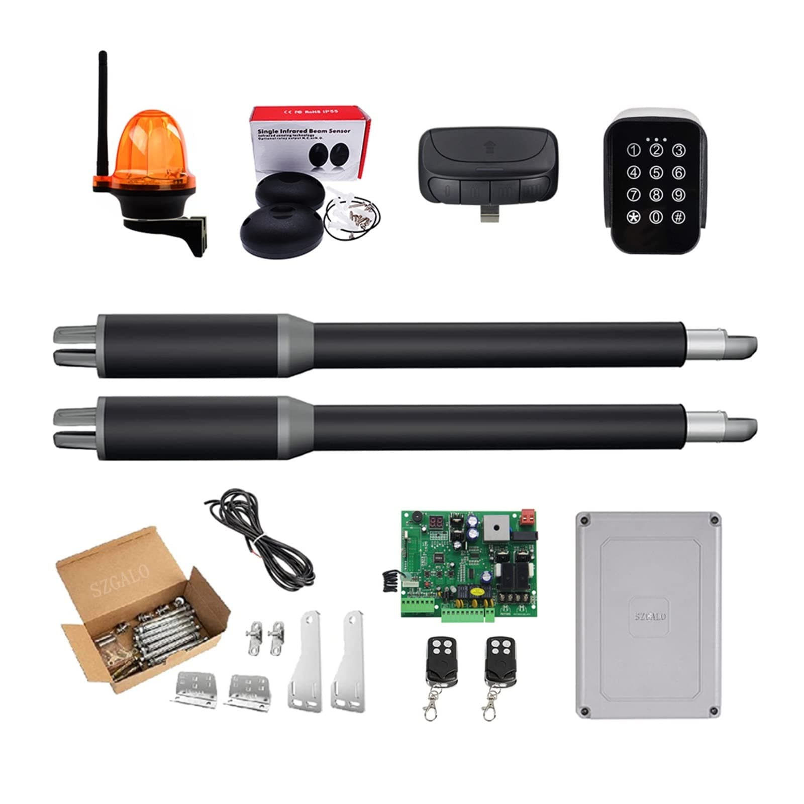 Automatic Gate Opener Kit Gate Openers Linear Actuator DC Worm Gear Automatic Swing Gate Opener For Driveway (Photocells, Lamp,Push Button,GSM Operator Optional) for Dual Swing Gates,Slide Gates