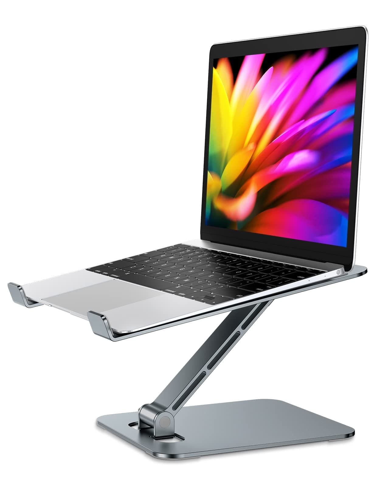 Laptop Stand, Ergonomic Foldable Computer Stand with Adjustable Height, Ventilated Aluminium Alloy Laptop Riser Desktop Book Stands Compatible with MacBook Air, Pro, All 10-16" Laptops (Grey)
