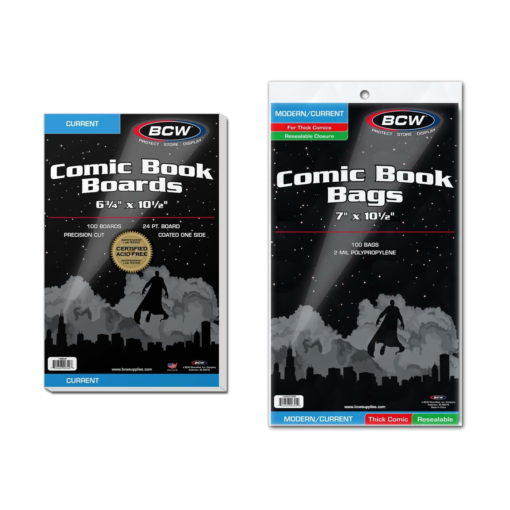 Resealable Thick Current Comic Bags & Backing Boards (100 ct) | Acid-Free Comic Bags and Boards Storage & Protector | Ideal for Collectors, Displays, and Safe Storage of Comic Books