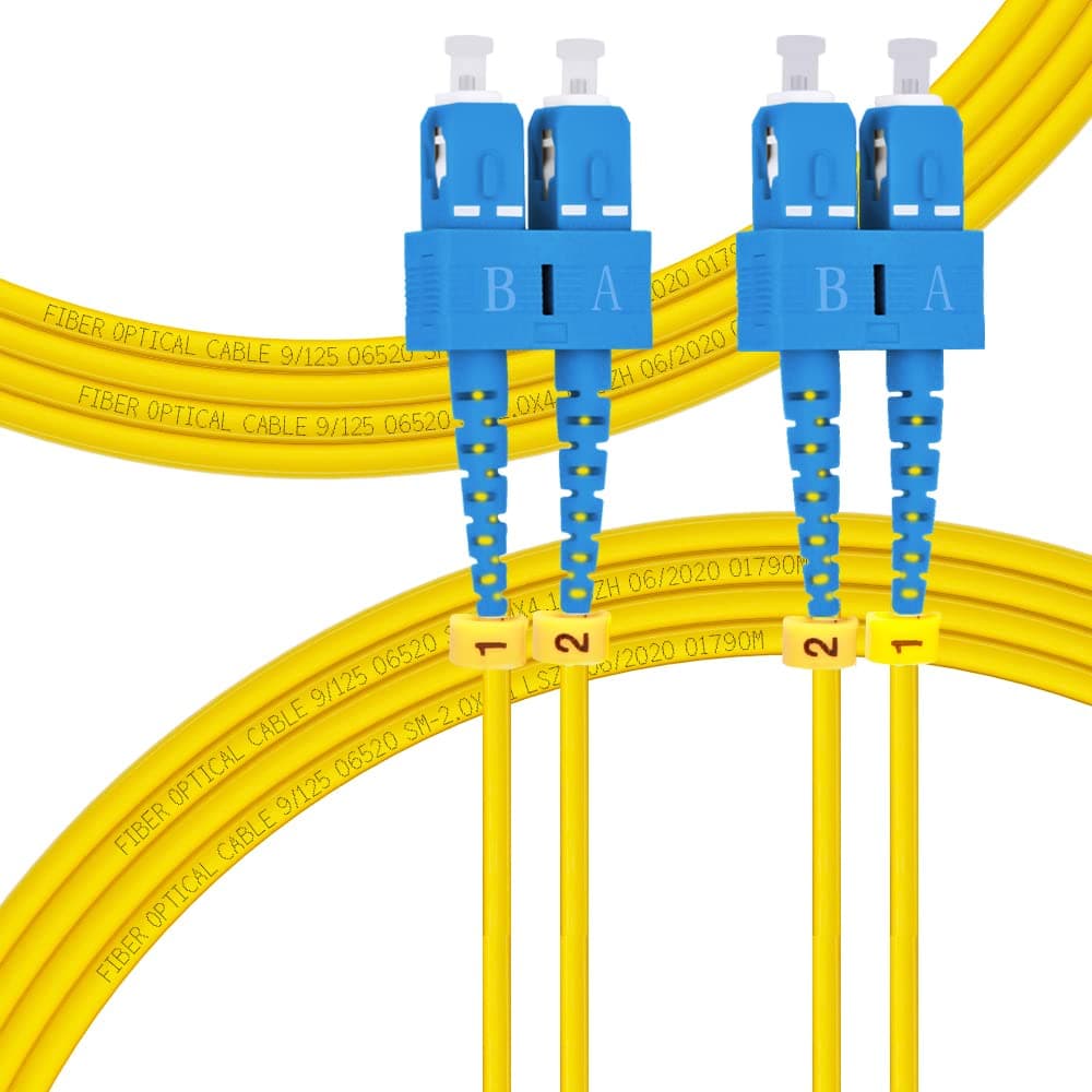 FLYPROFiber- 5M OS2 SC to SC Fiber Patch Cable | Length Options: 1m-50m, 1G/10G Single Mode Duplex 9/125um SMF Fiber Optic Cable Cord LSZH 5Meter(16ft)