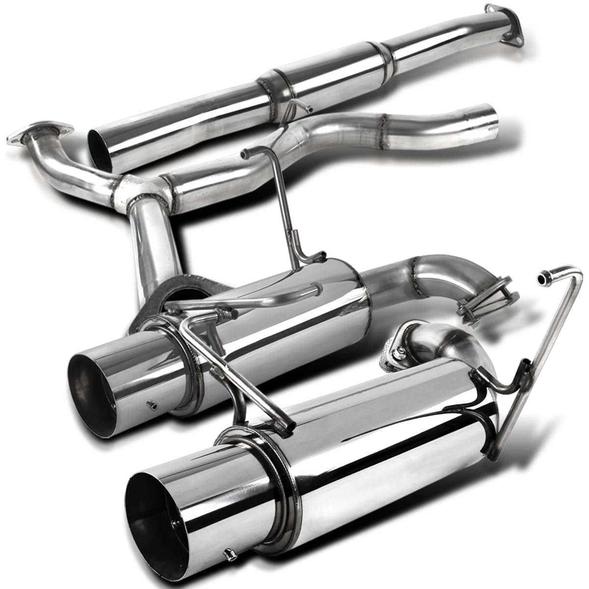 Spec-D Tuning 4" Stainless Catback Exhaust Dual Tip System Compatible with 2008-2014 Subaru Impreza WRX Sti Sedan