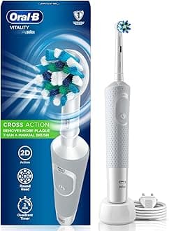 Vitality Rechargeable Rotating Electric Toothbrush For Adults,2 Brushing Modes (Daily & Sensitive),2 Min Timer With Quadpacer,2 Year Warranty,Ipx7 Water Resistant,Round Brush Head,(White,1)