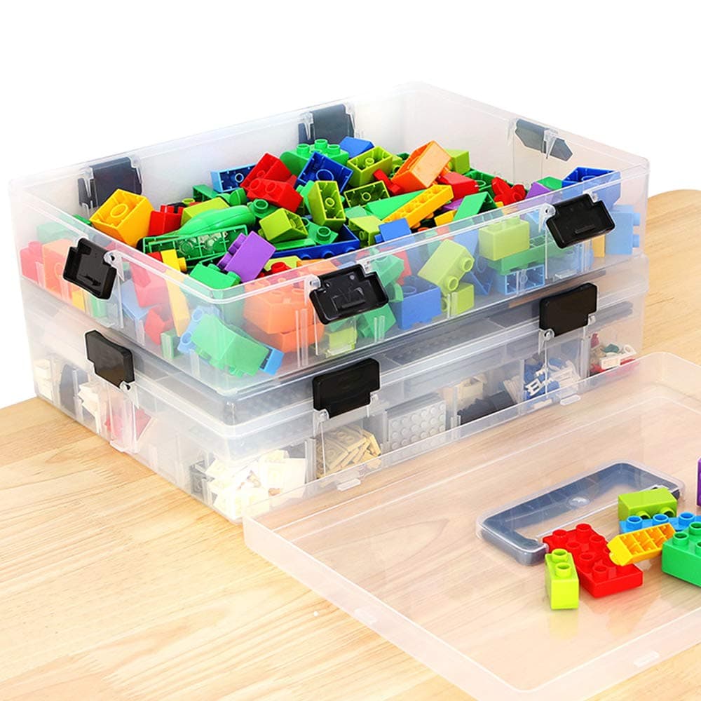 4 Layer Stackable Storage Container, 96 Adjustable Compartments, Organizer for Building Toys, Store Case Compatible with LOL Dolls, Shopkins, Little toys, Arts Crafts, Fishing Accessories, Small Tools